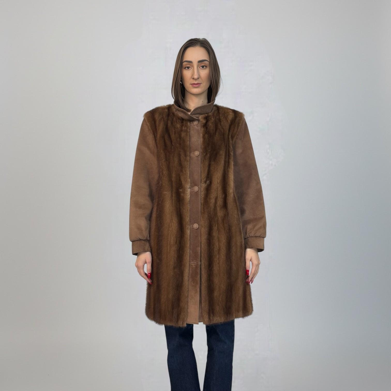 Demi Buff Mink Jacket - Suede Sleeves- Collar and Fronts