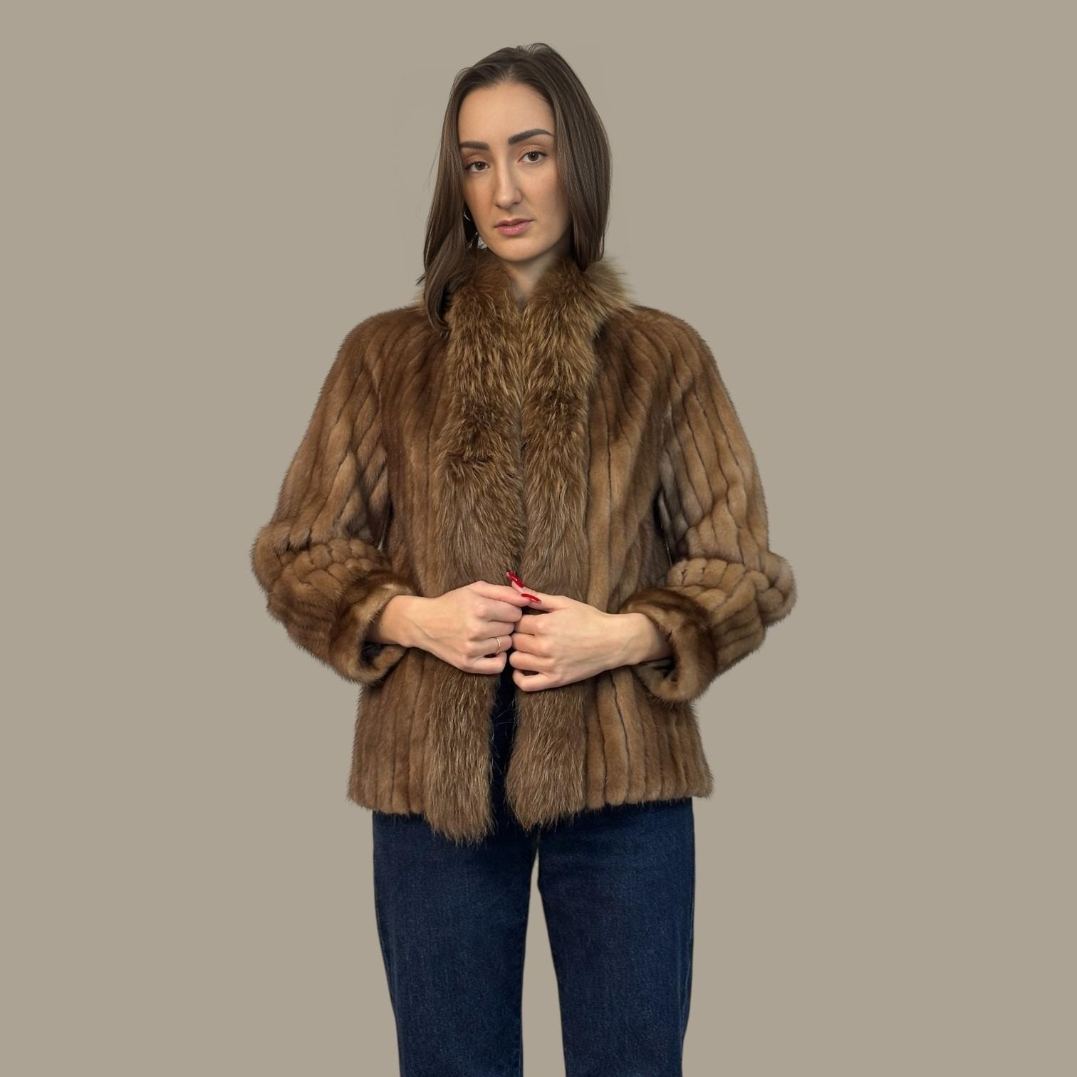 Pastel mink Short Jacket - Fox Trim