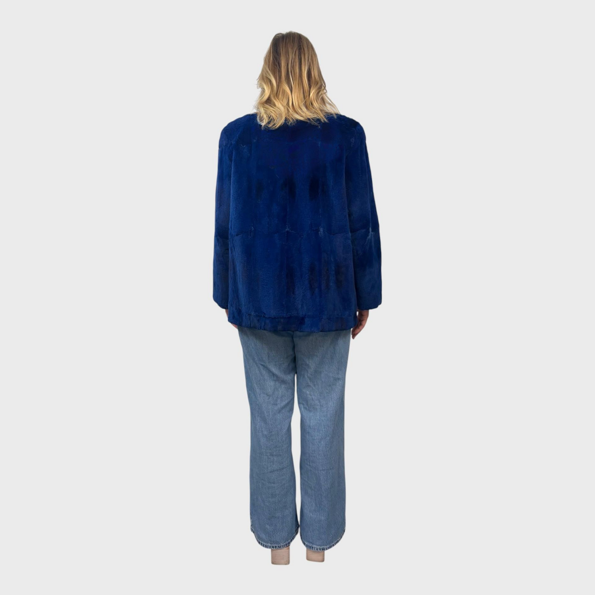 Navy Blue Upcycled Sheared Mink Jacket