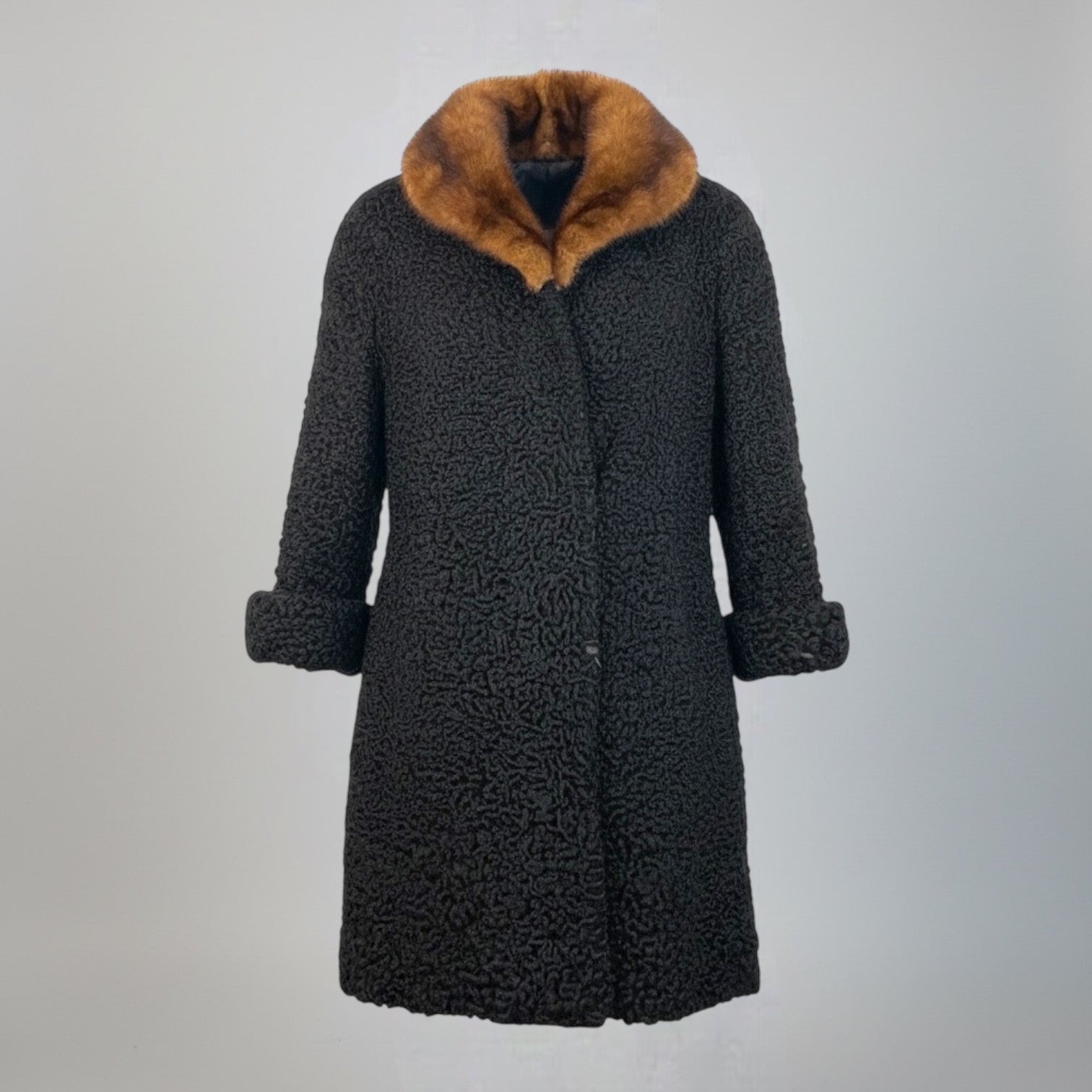 Black Persian Lamb Jacket - Pastel Mink Collar