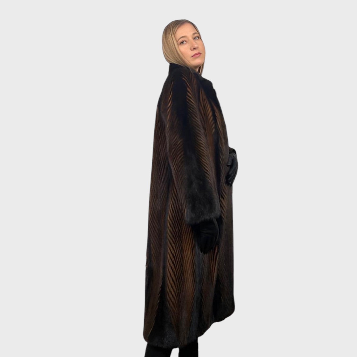 VINTAGE TWO TONE MINK COAT DEMI BUFF/RANCH