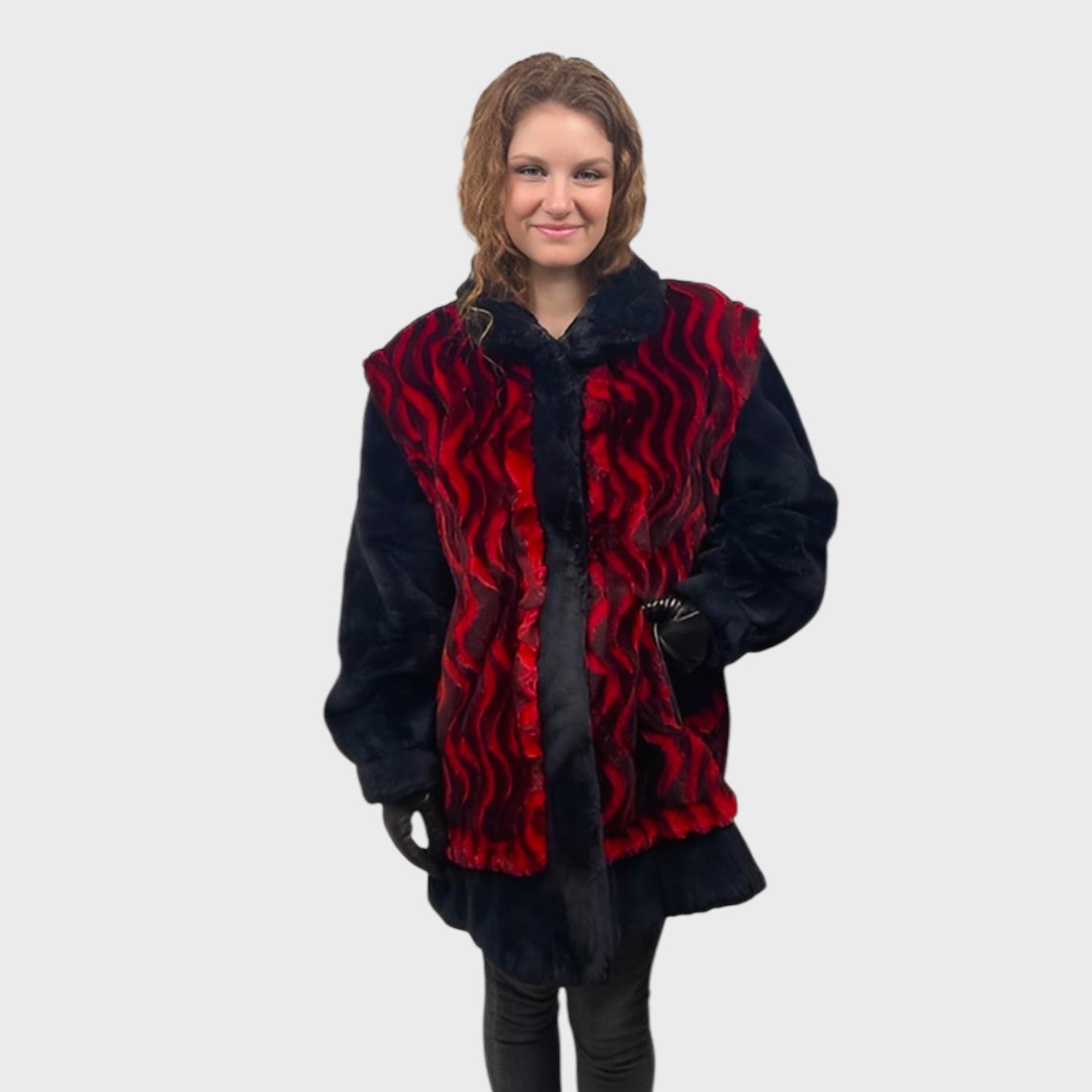 VOLCANO & BLACK ONYX DYED SHEARED BEAVER JACKET
