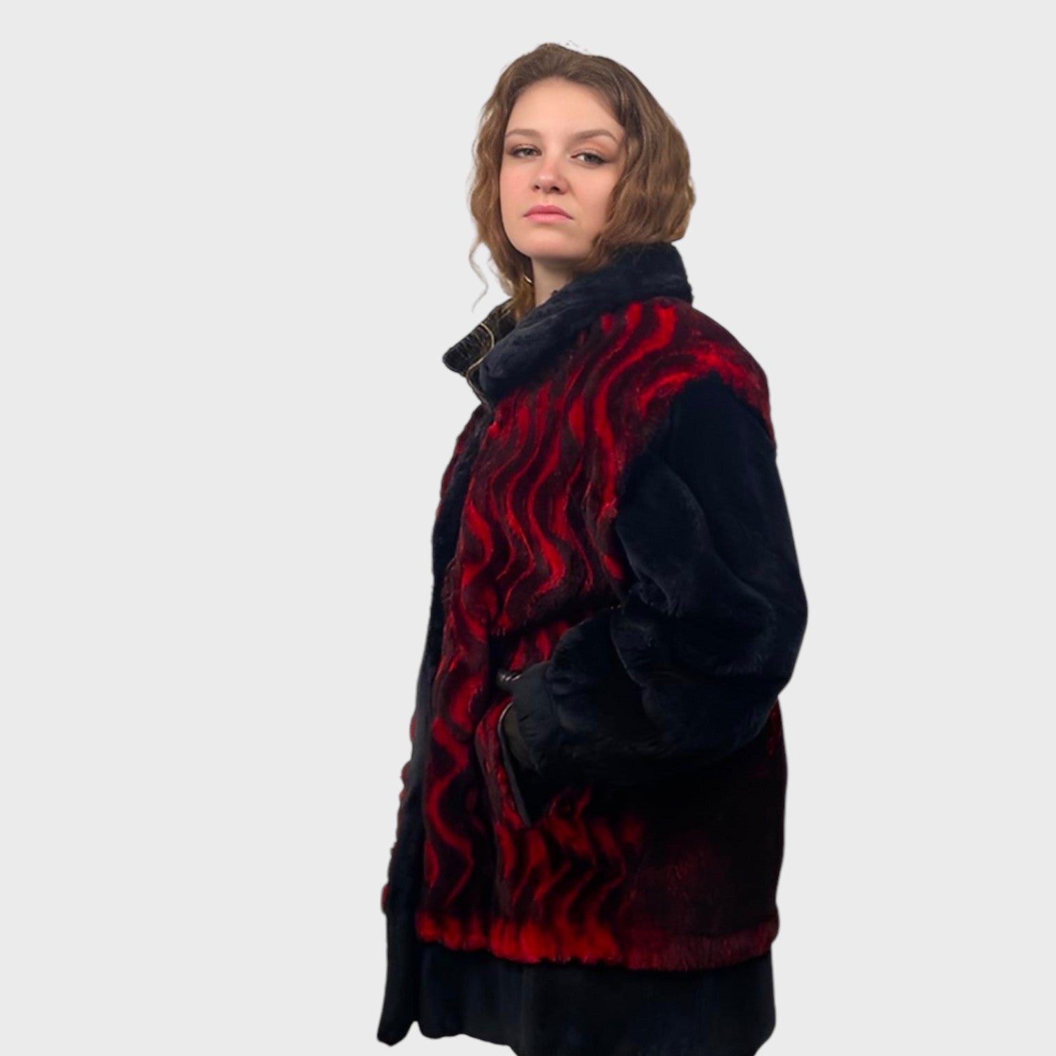 VOLCANO & BLACK ONYX DYED SHEARED BEAVER JACKET