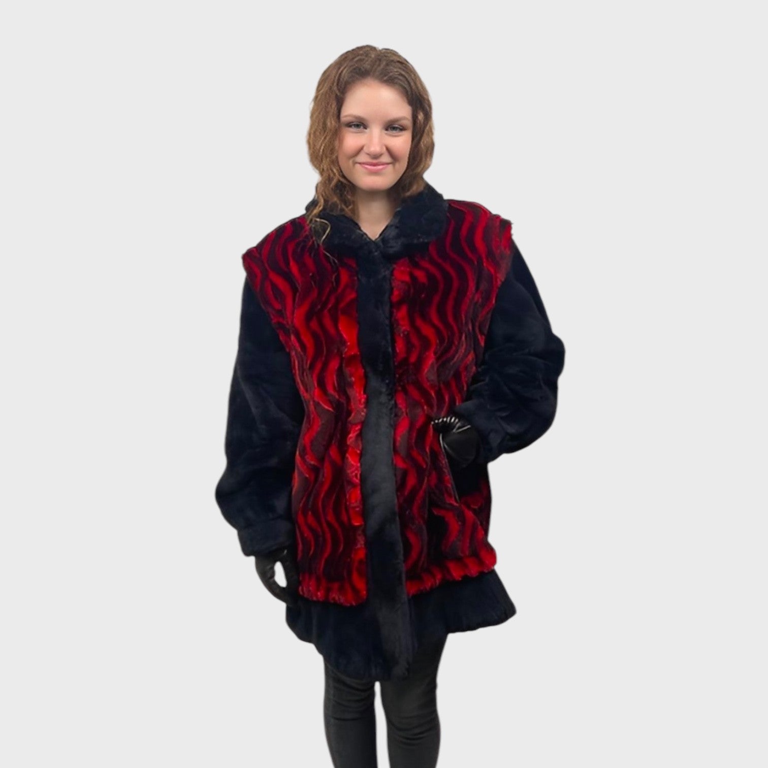 VOLCANO & BLACK ONYX DYED SHEARED BEAVER JACKET
