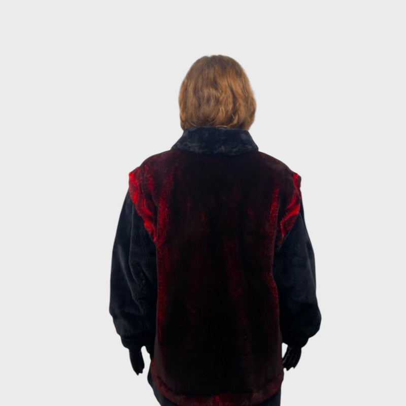 Volcano & Black Onyx Dyed Sheared Beaver Jacket