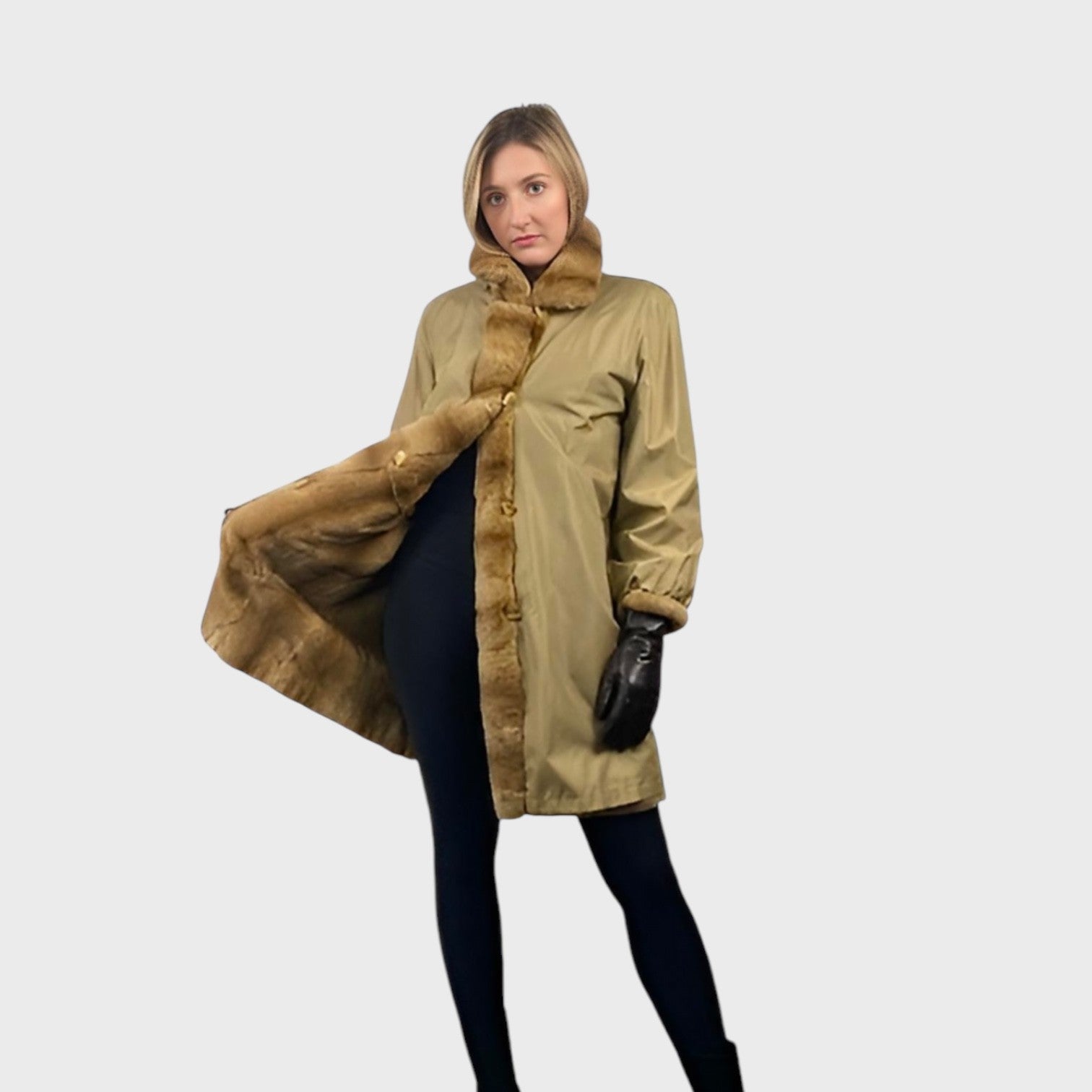 WOMEN'S PLUCKED WEASEL JACKET REVERSIBLE