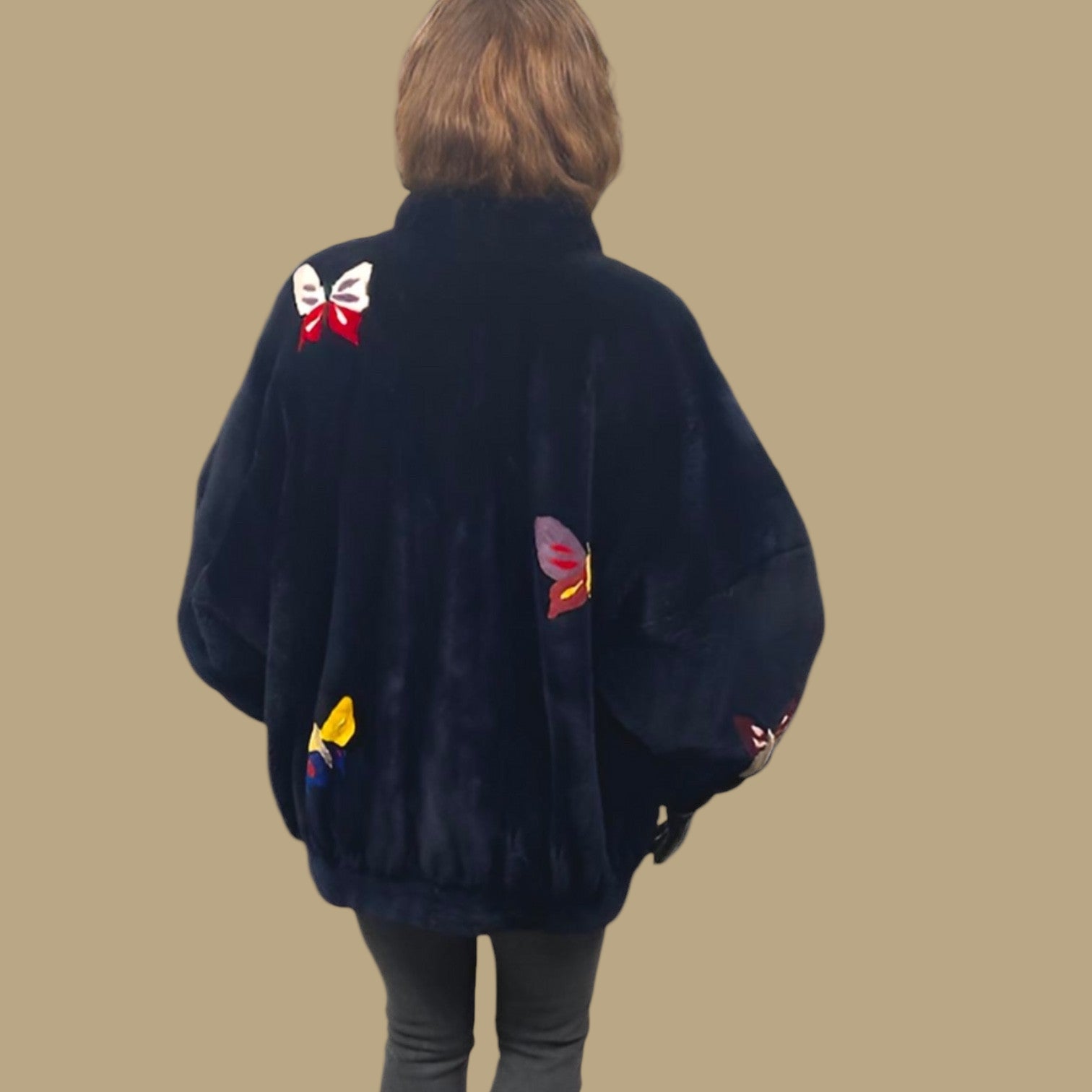 WOMEN'S BLACK ONYX SHEARED BEAVER JACKET - SIZE L