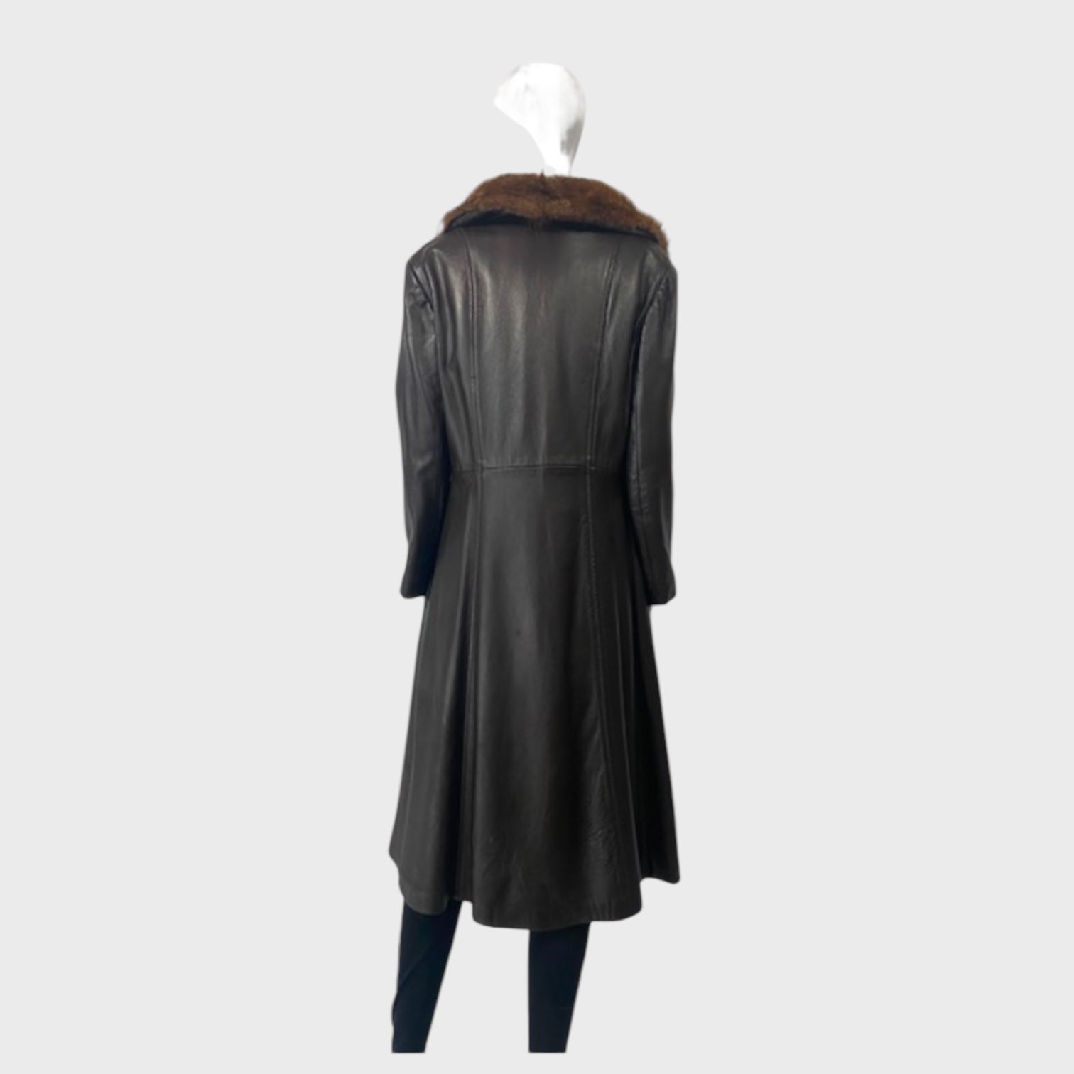 WOMEN'S NATURAL MUSKRAT LINED LEATHER COAT