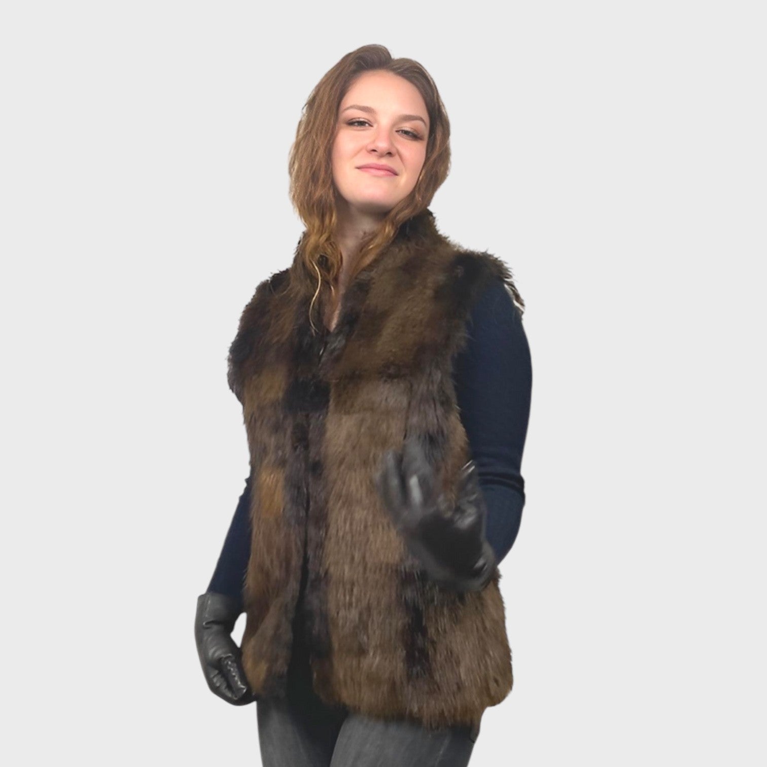 WOMEN'S LONG HAIR BEAVER VEST