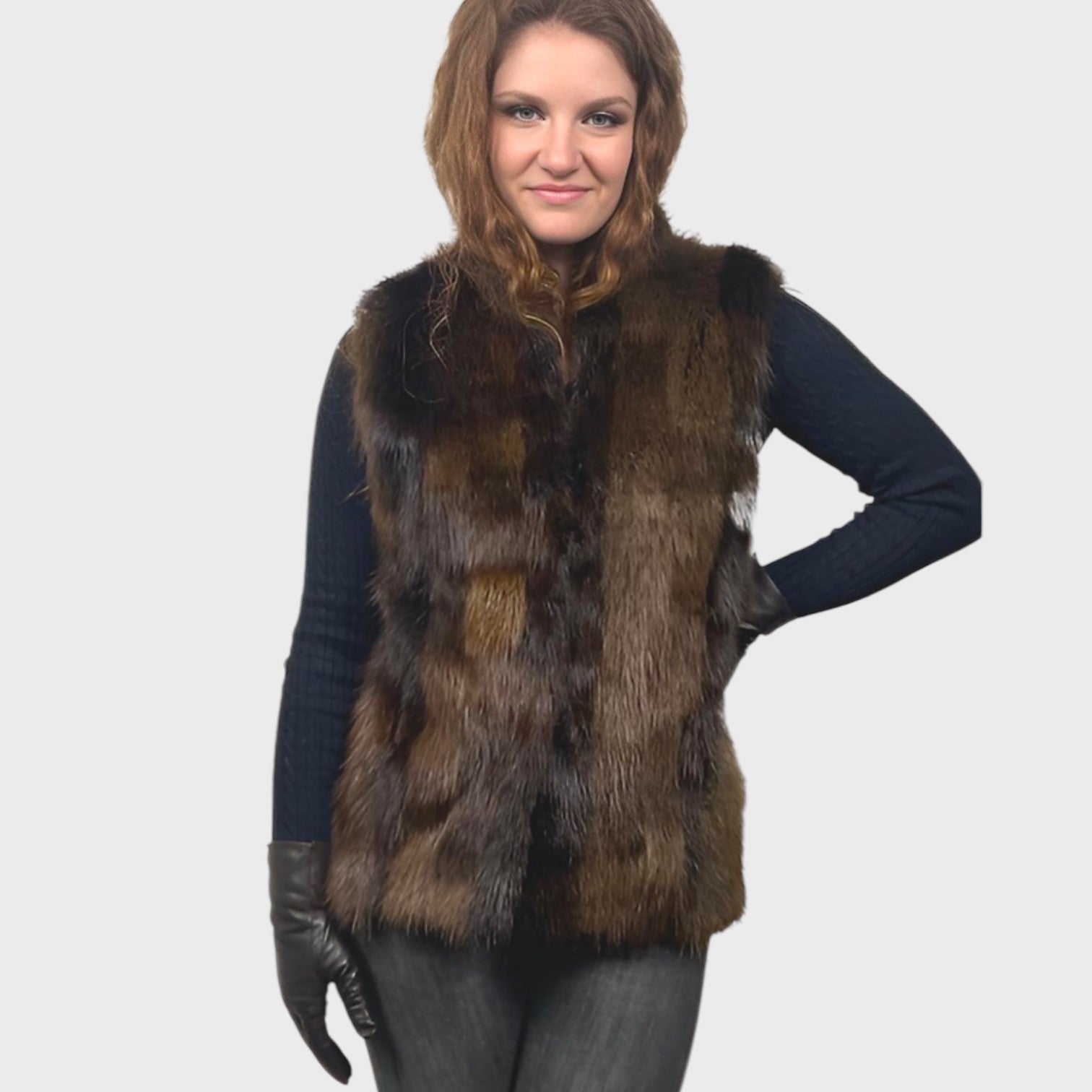 WOMEN'S LONG HAIR BEAVER VEST
