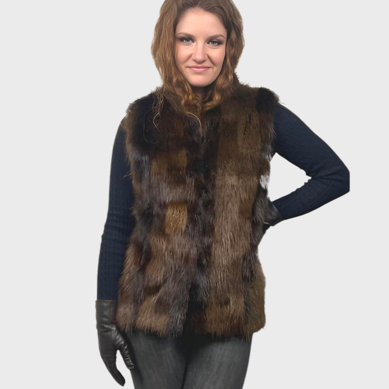 Women's Long Hair Beaver Vest