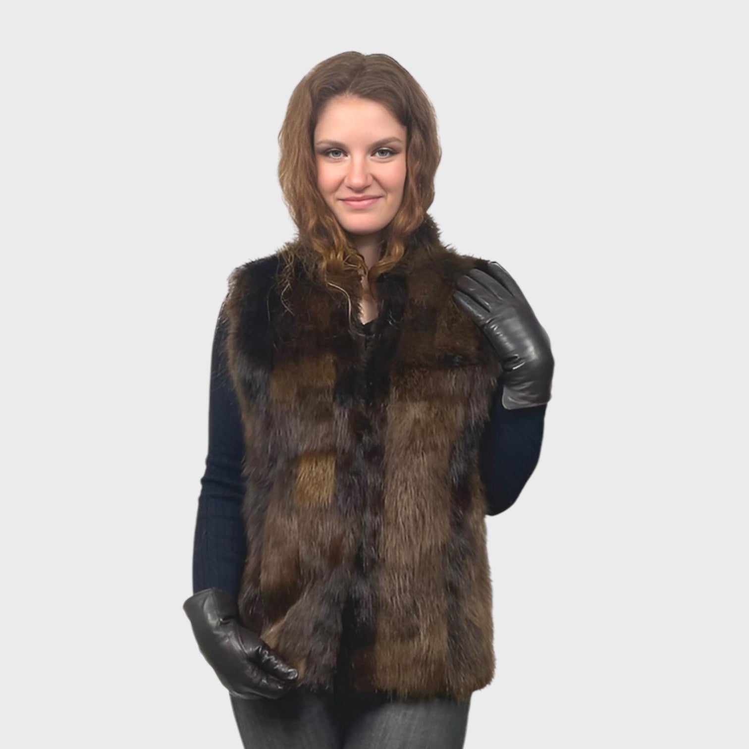 WOMEN'S LONG HAIR BEAVER VEST