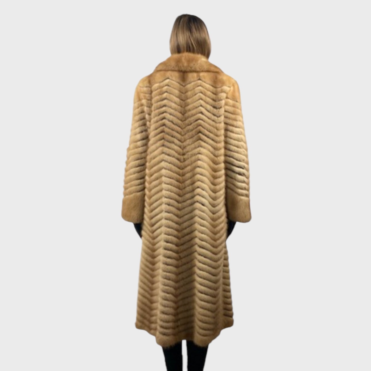 WOMEN'S PASTEL MINK COAT CHEVRON STYLE