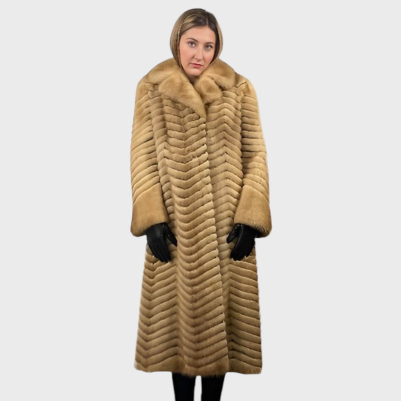 Women's Pastel Mink Coat Chevron Style
