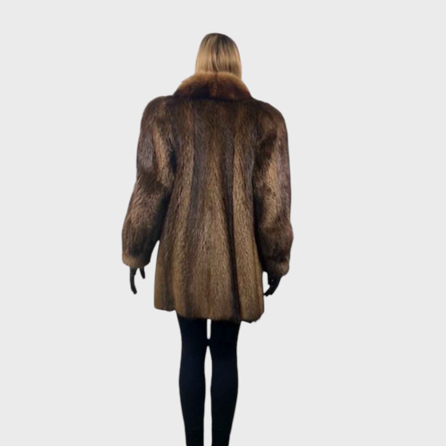 WOMEN'S LONG HAIR BEAVER JACKET-FOX COLLAR