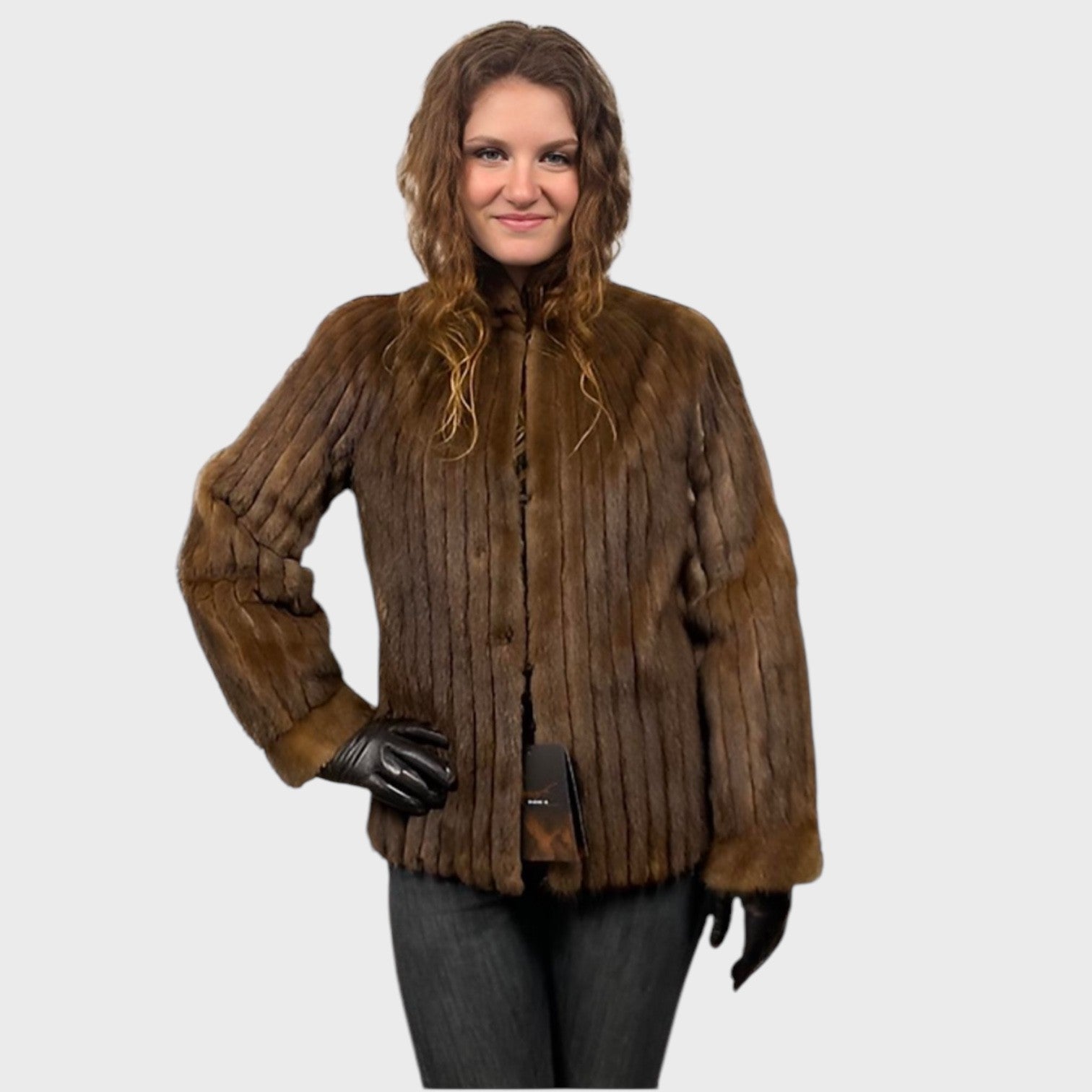 WOMEN'S PASTEL CORDUROY MINK JACKET