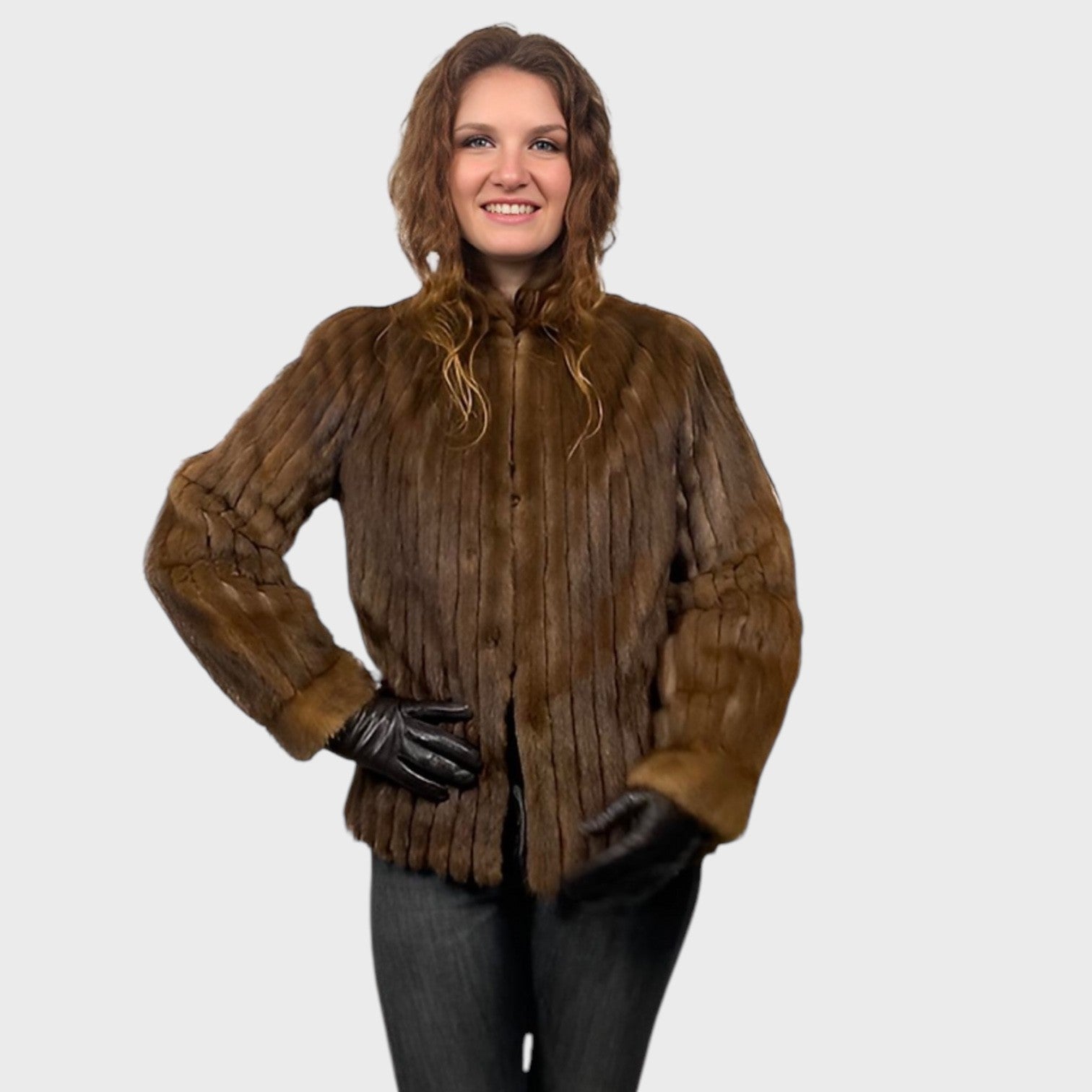 WOMEN'S PASTEL CORDUROY MINK JACKET