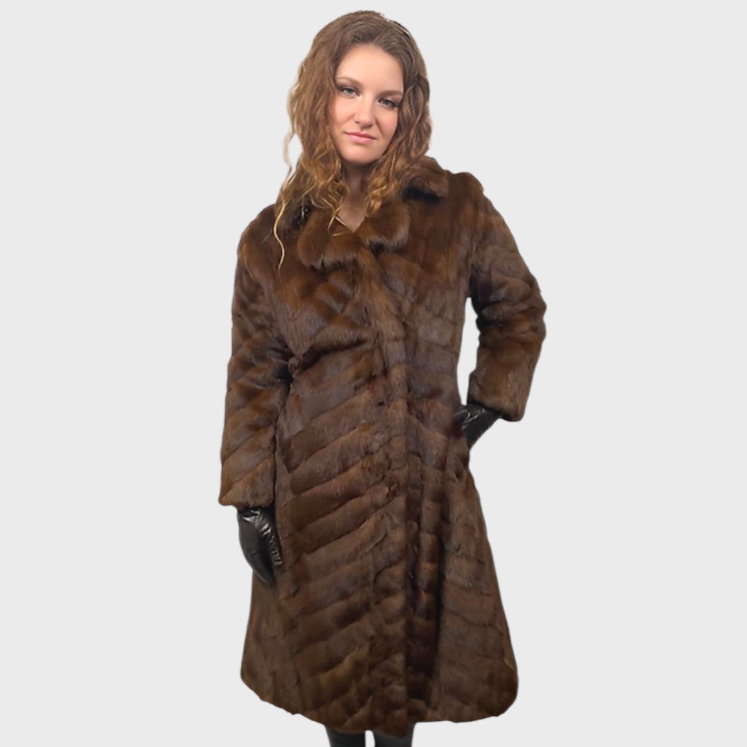 WOMEN'S BROWN DYED CHINA MINK  COAT