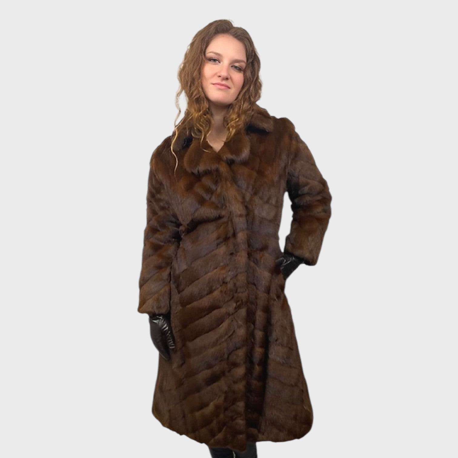 WOMEN'S BROWN DYED CHINA MINK  COAT