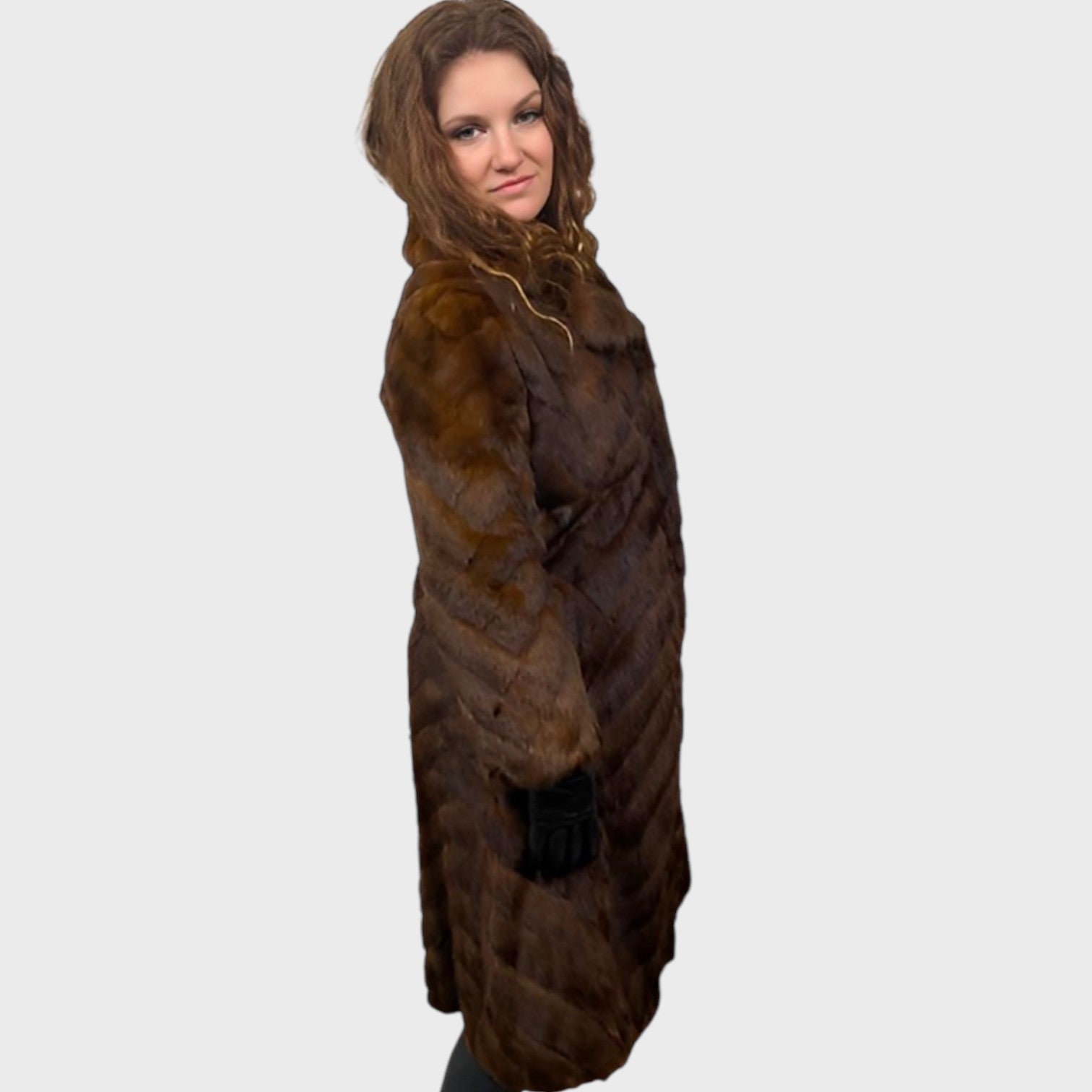 WOMEN'S BROWN DYED CHINA MINK  COAT