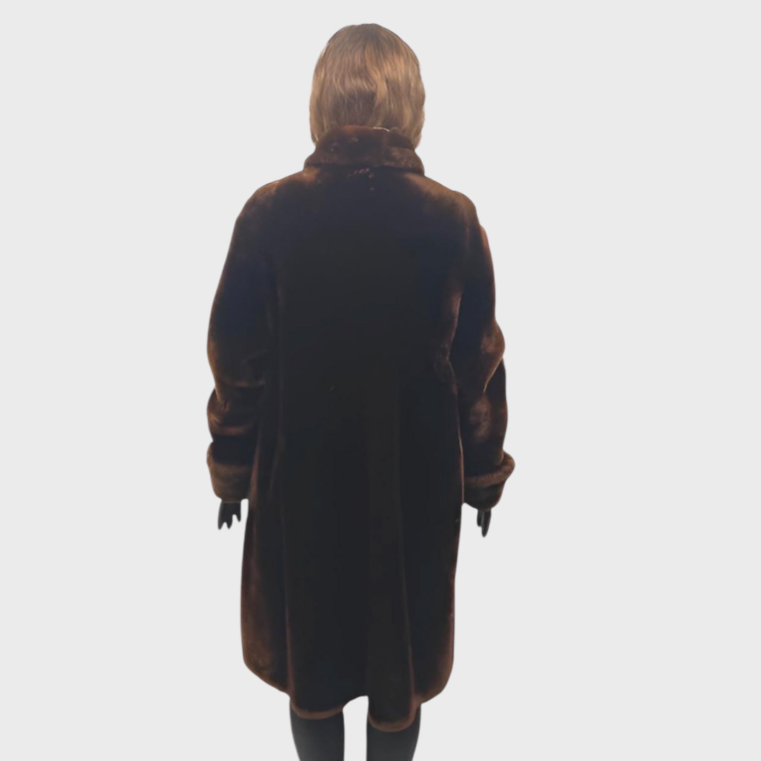 WOMEN'S BROWN DYED MOUTON COAT