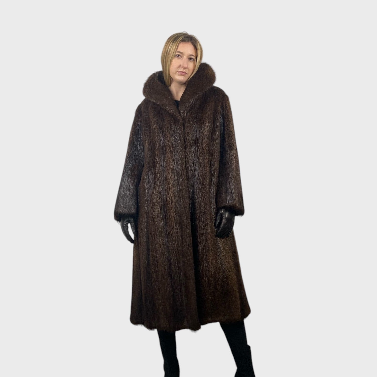WOMEN'S LONG HAIR NUTRIA COAT