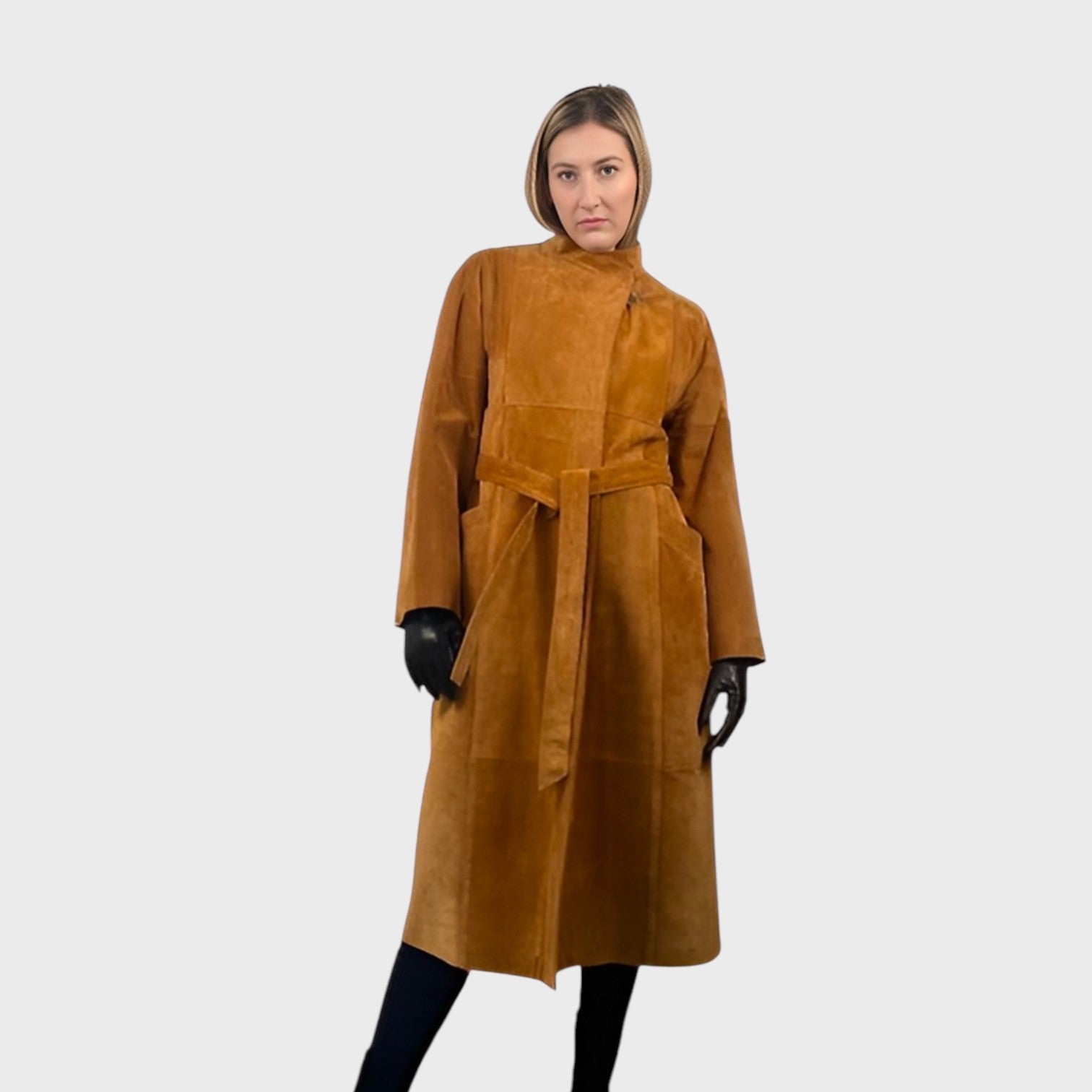 WOMEN'S CARAMEL SUEDE COAT