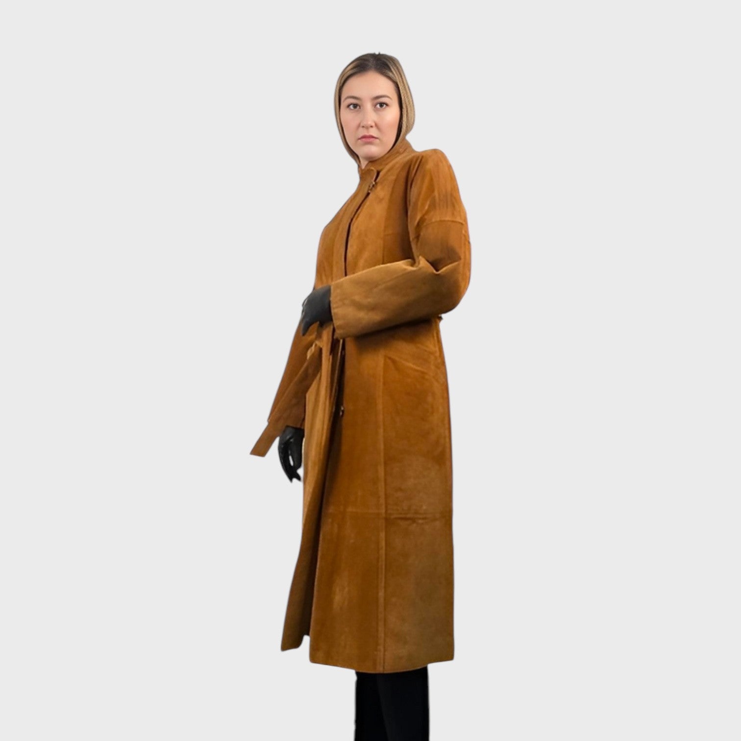 WOMEN'S CARAMEL SUEDE COAT