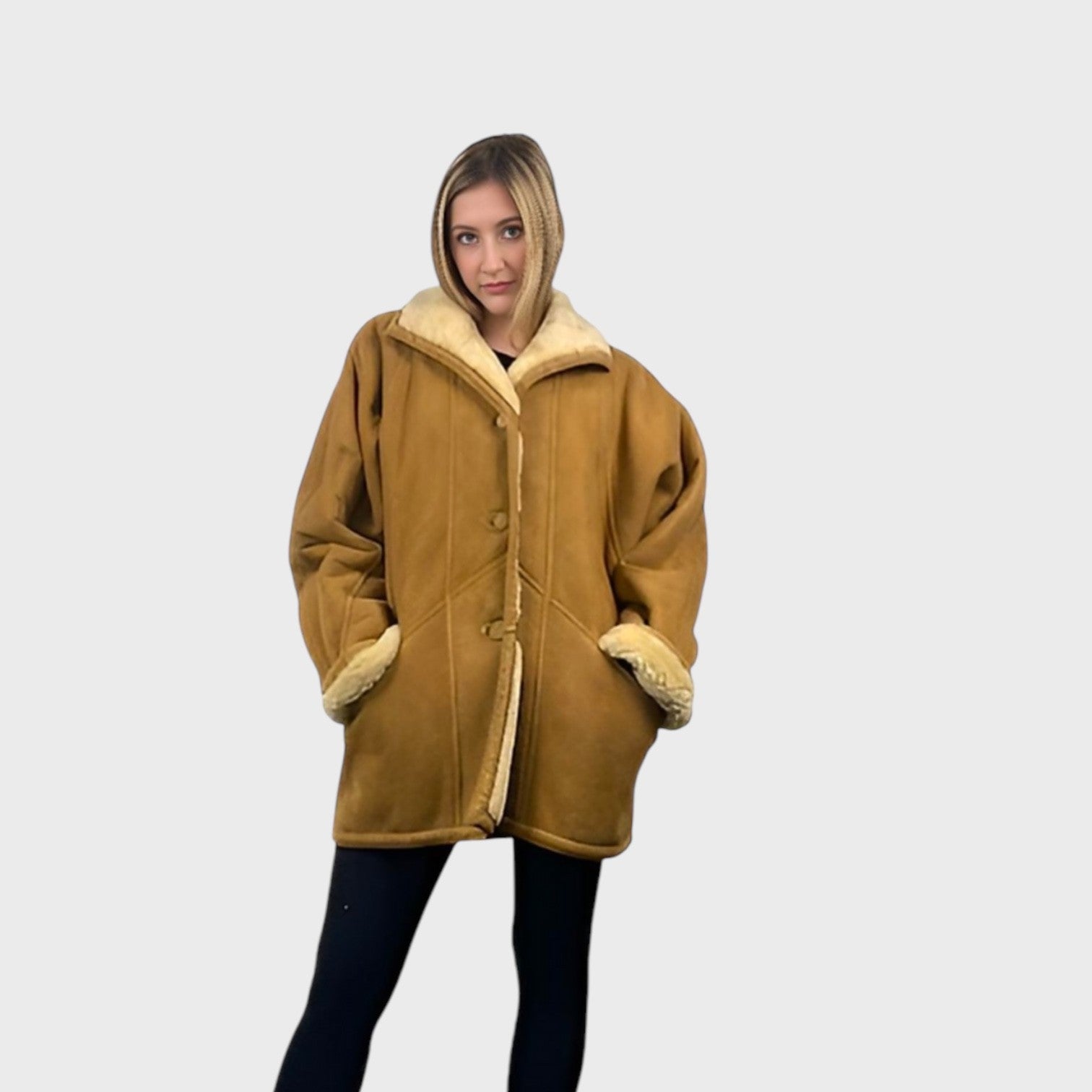 WOMENS VINTAGE WHISKEY SHEARLING JACKET