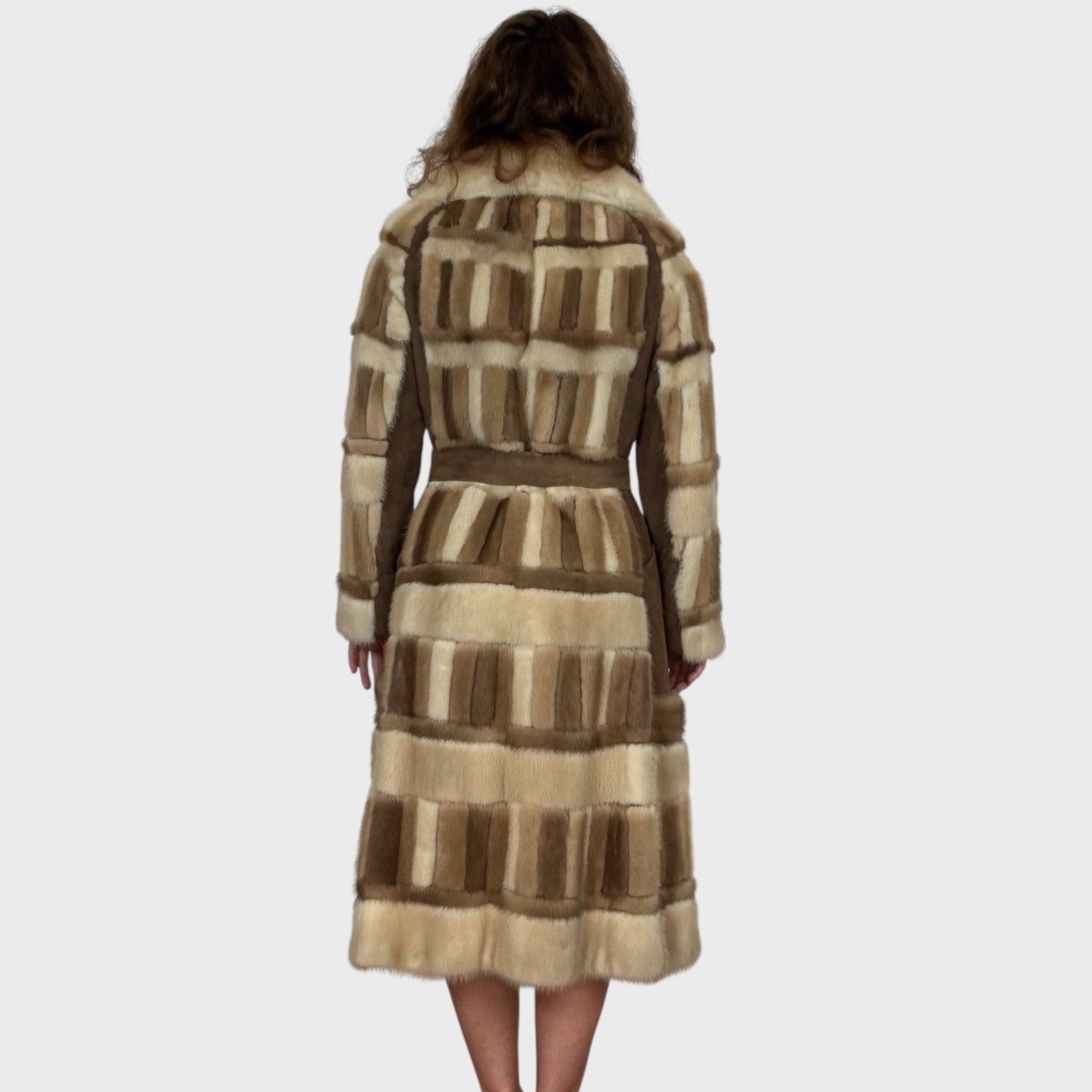 Three Tone Mink Coat & Suede Panels