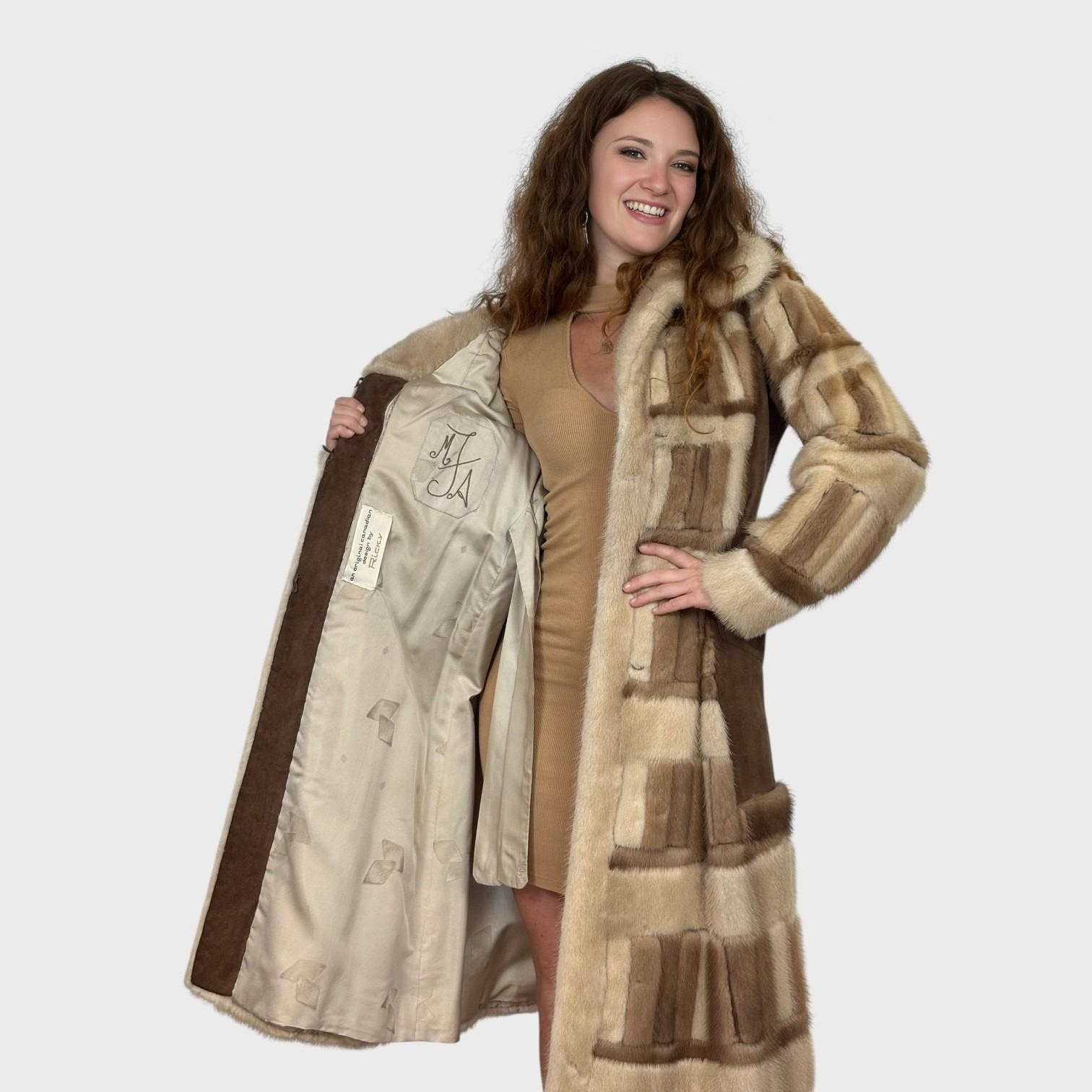 Three Tone Mink Coat & Suede Panels