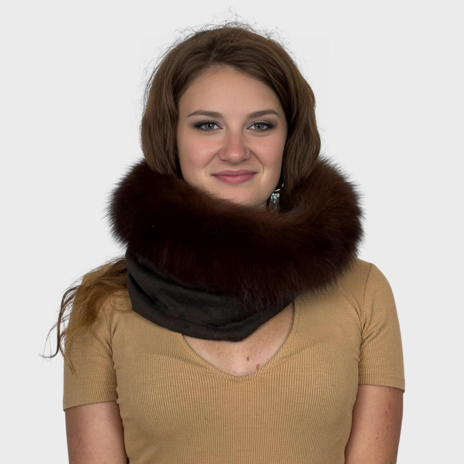 Sable Dyed Fox Knit Neckwarmer / Hood