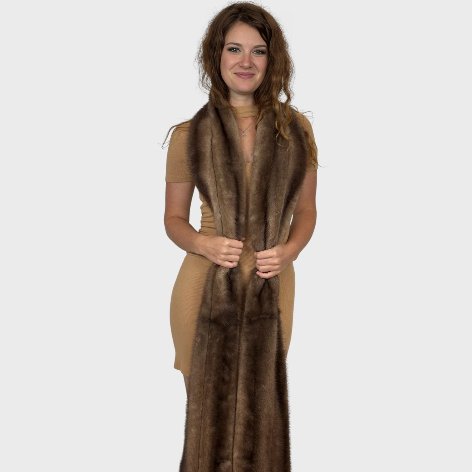 Brown Mink Long Scarf