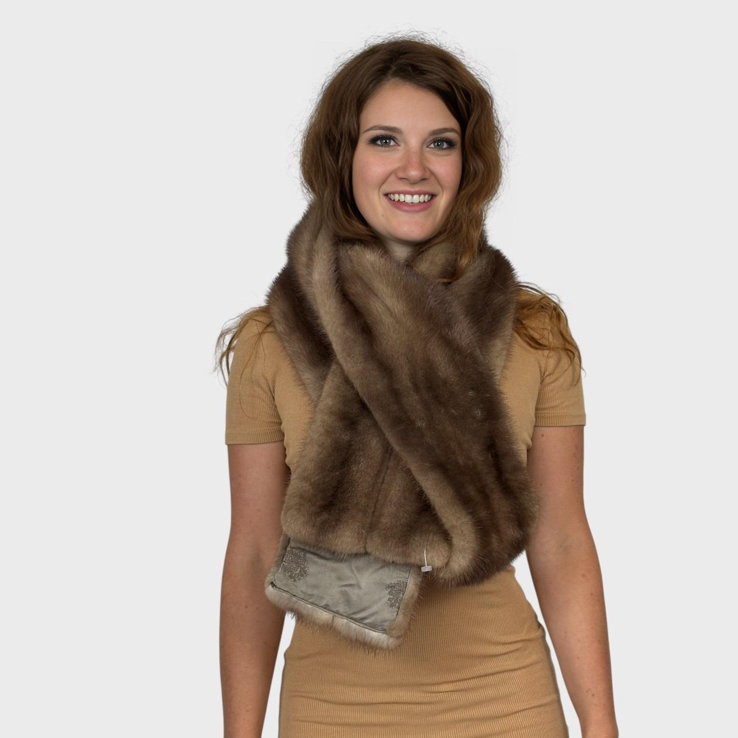 Brown Mink Long Scarf