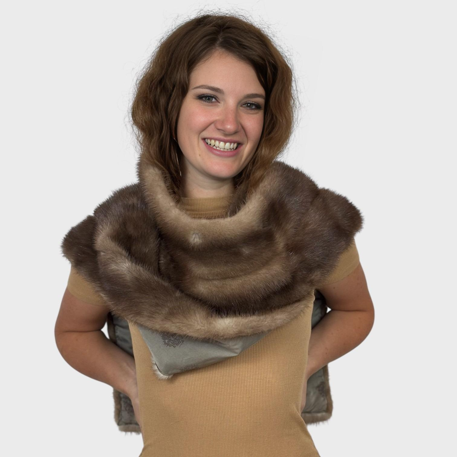 Brown Mink Long Scarf