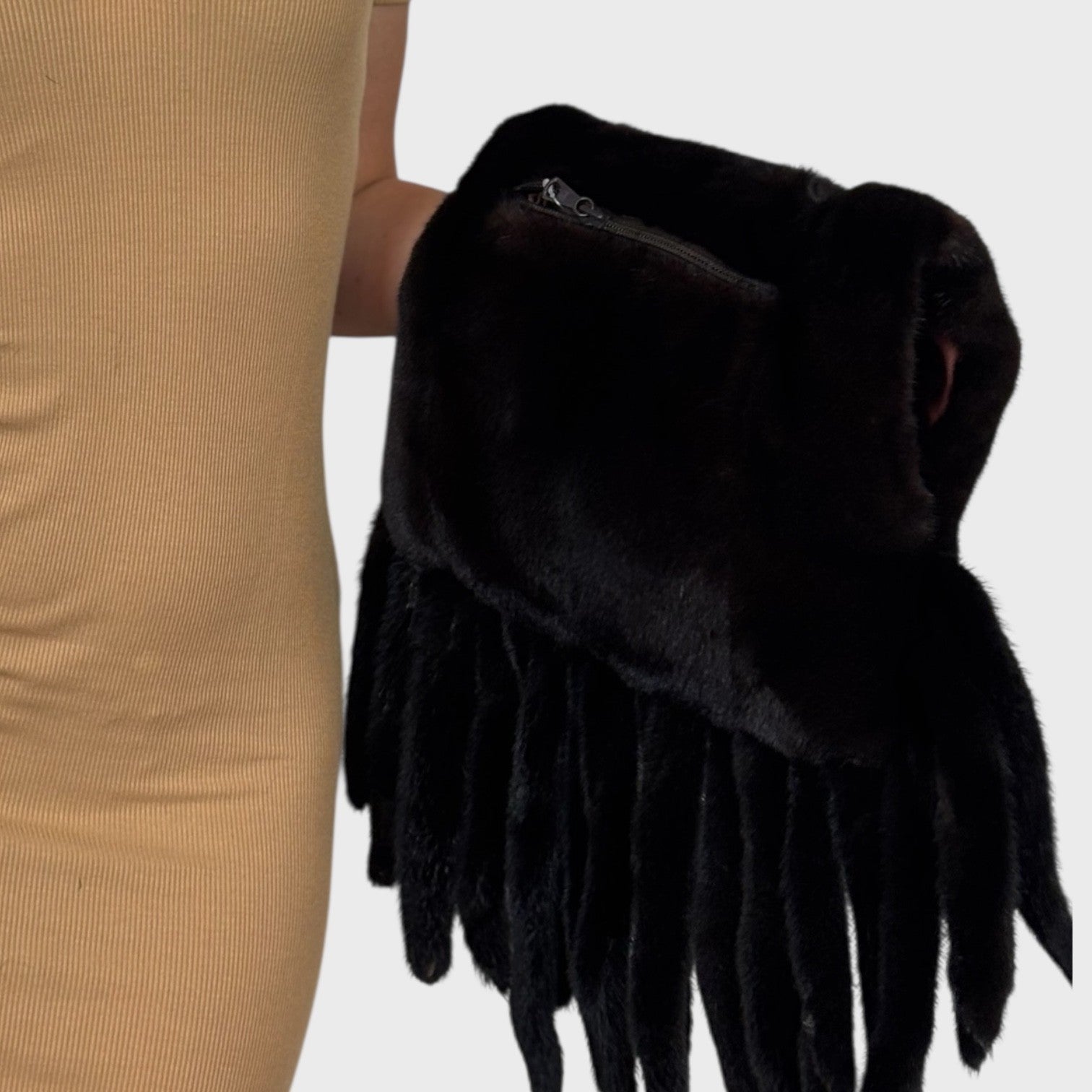 Dark Ranch Mink Hand Muff with Tails