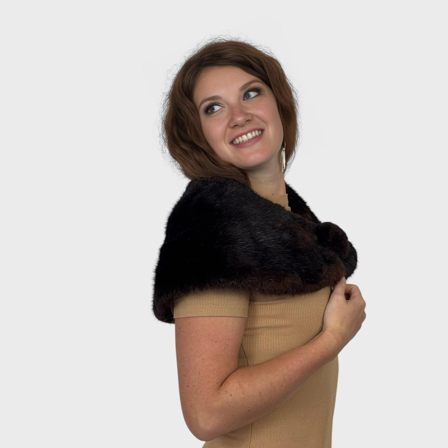 Brown Dyed Muskrat Stole
