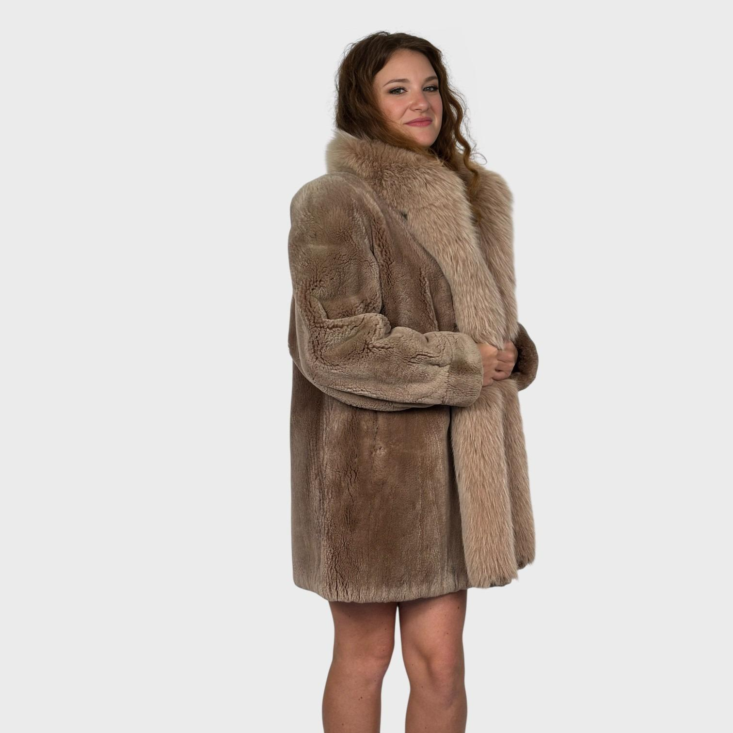 Fawn Sheared Beaver Jacket-Tuxedo-style Fox Fronts