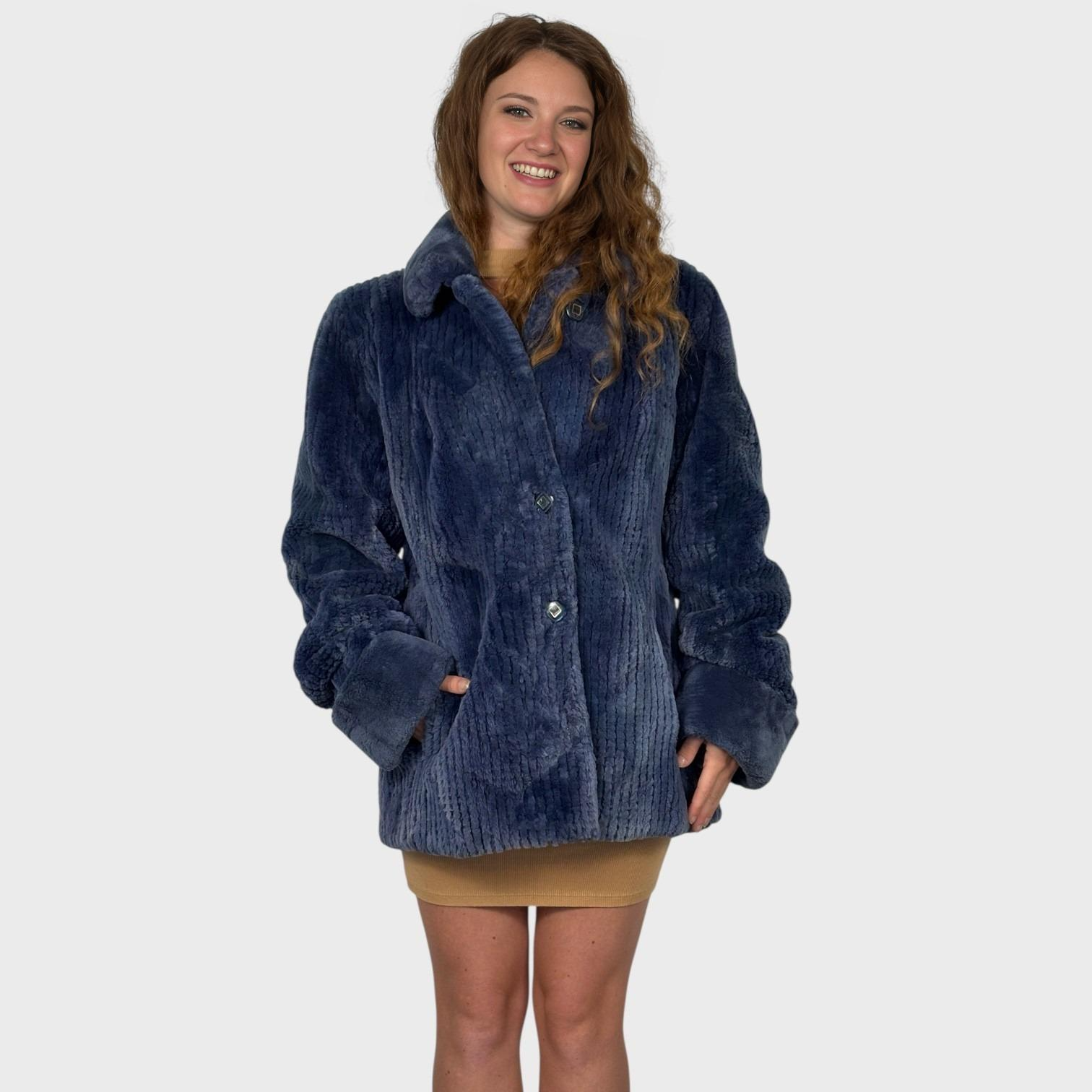 Denim Blue Sheared Beaver Jacket