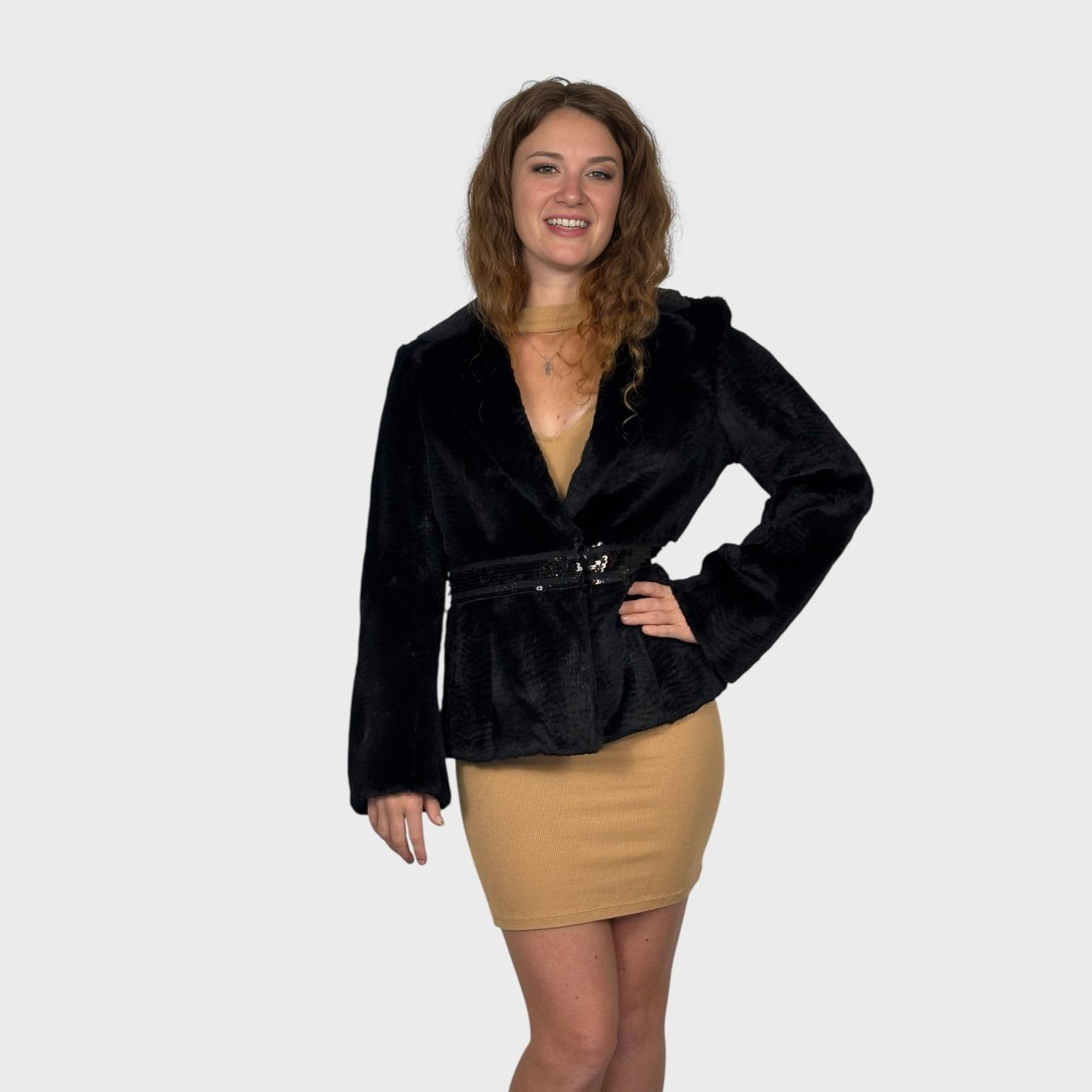 Black Sheared Rabbit Jacket