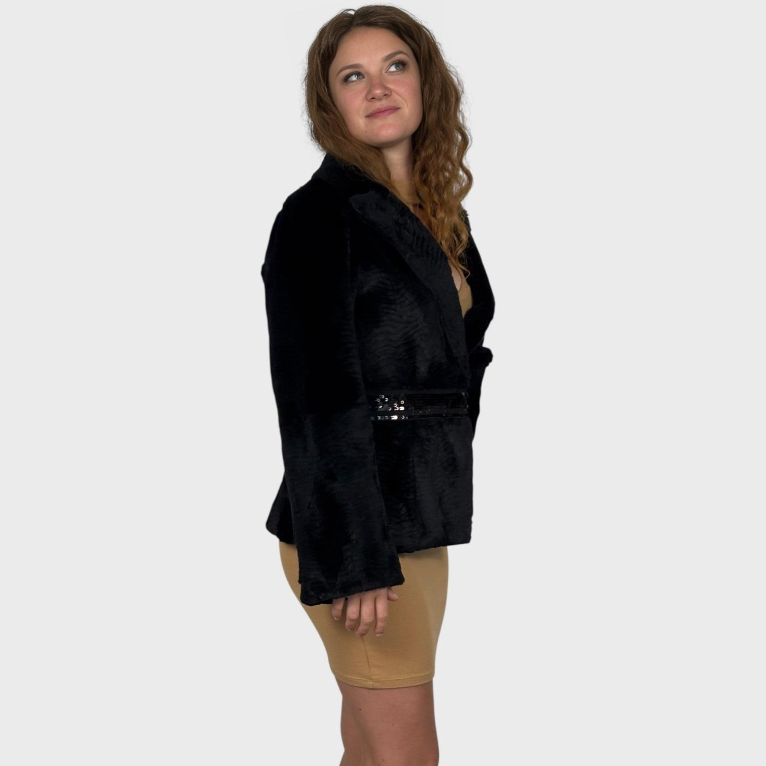 Black Sheared Rabbit Jacket