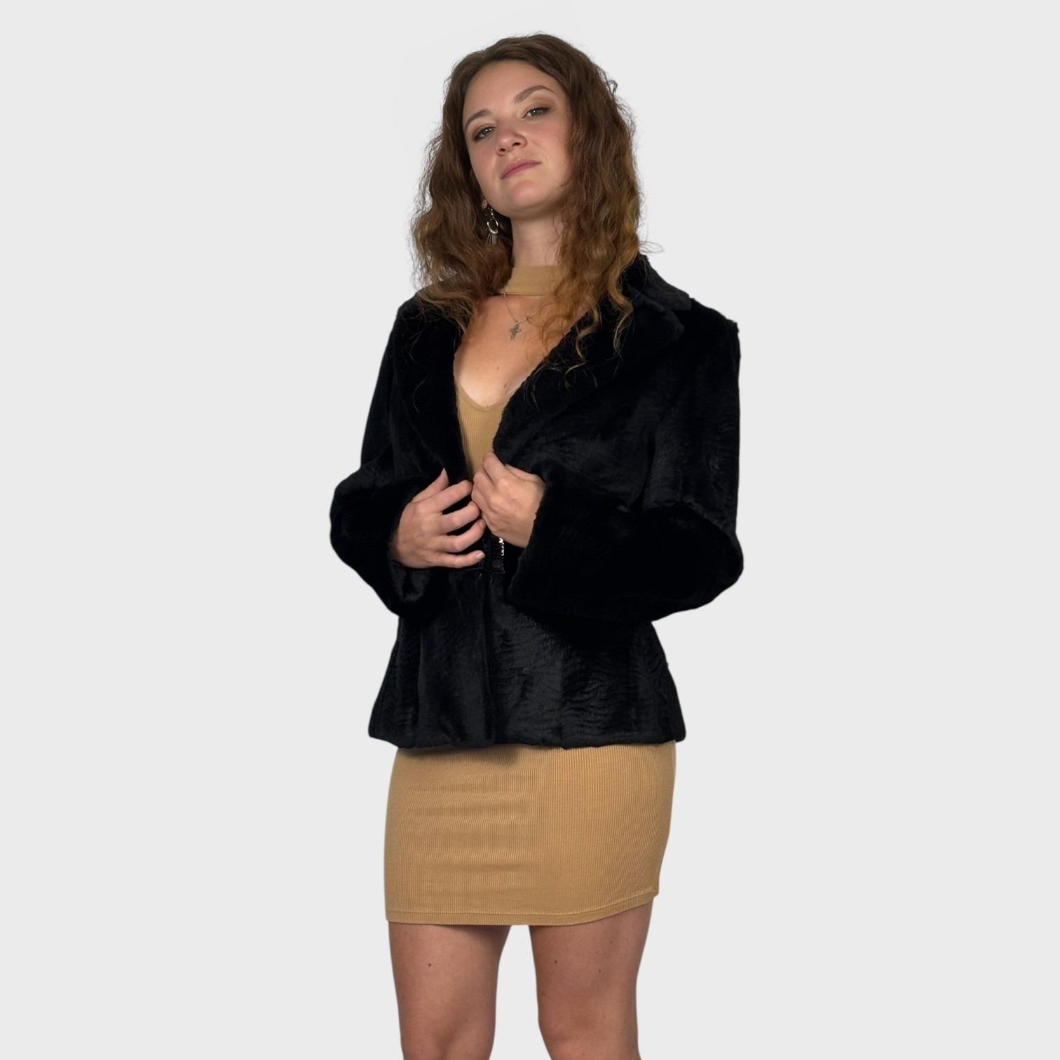 Black Sheared Rabbit Jacket