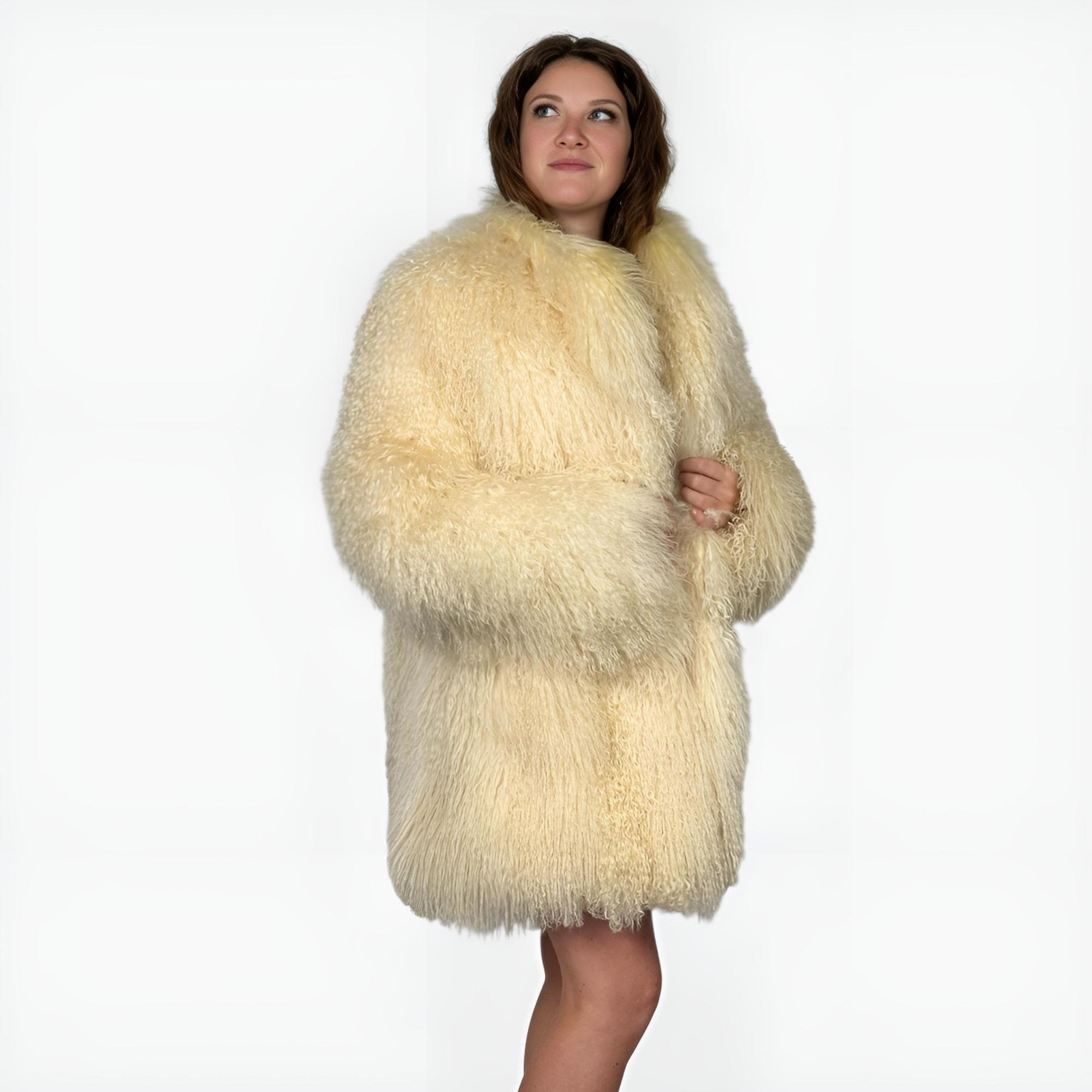 Creamy Natural Mongolian Lamb Jacket