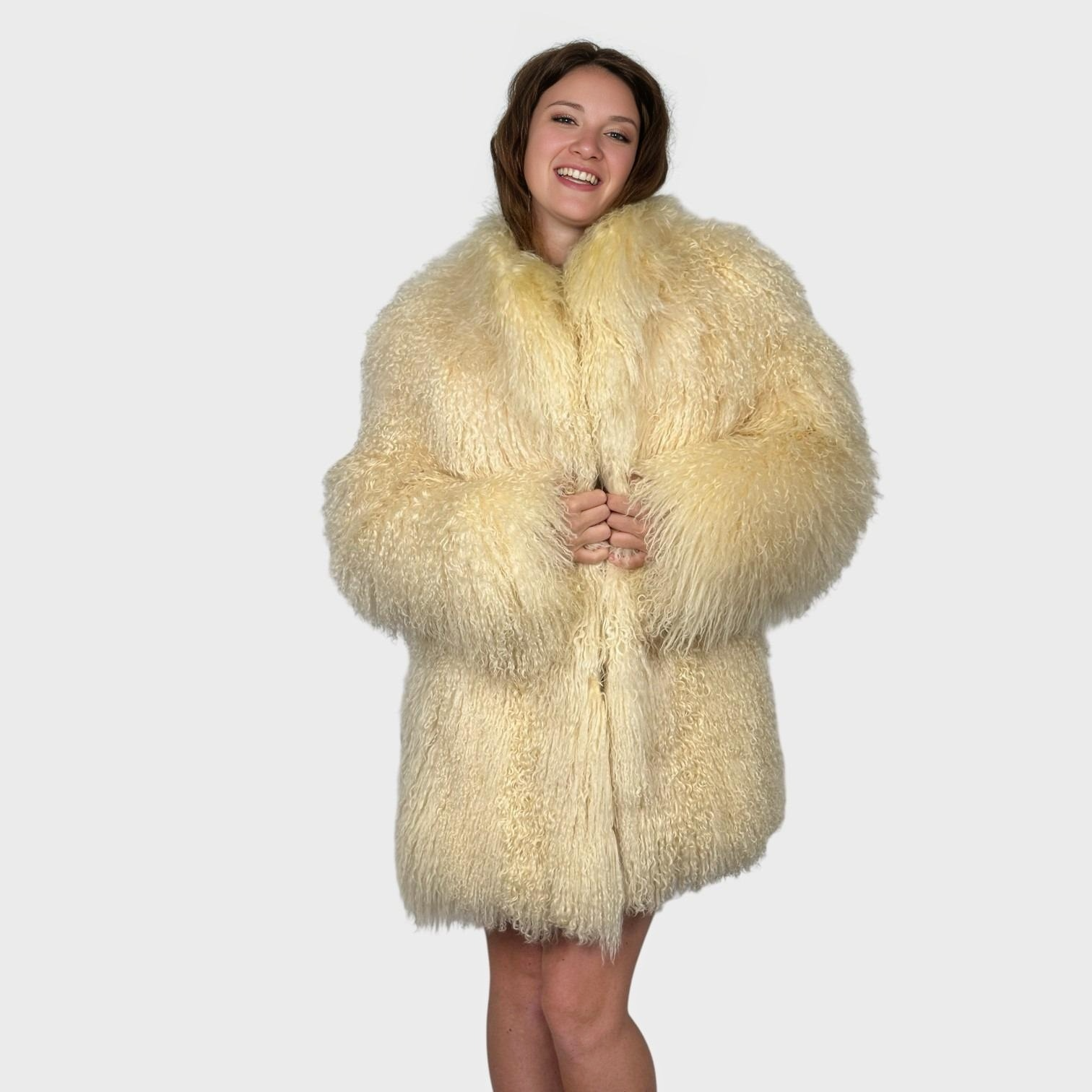 Creamy Natural Mongolian Lamb Jacket