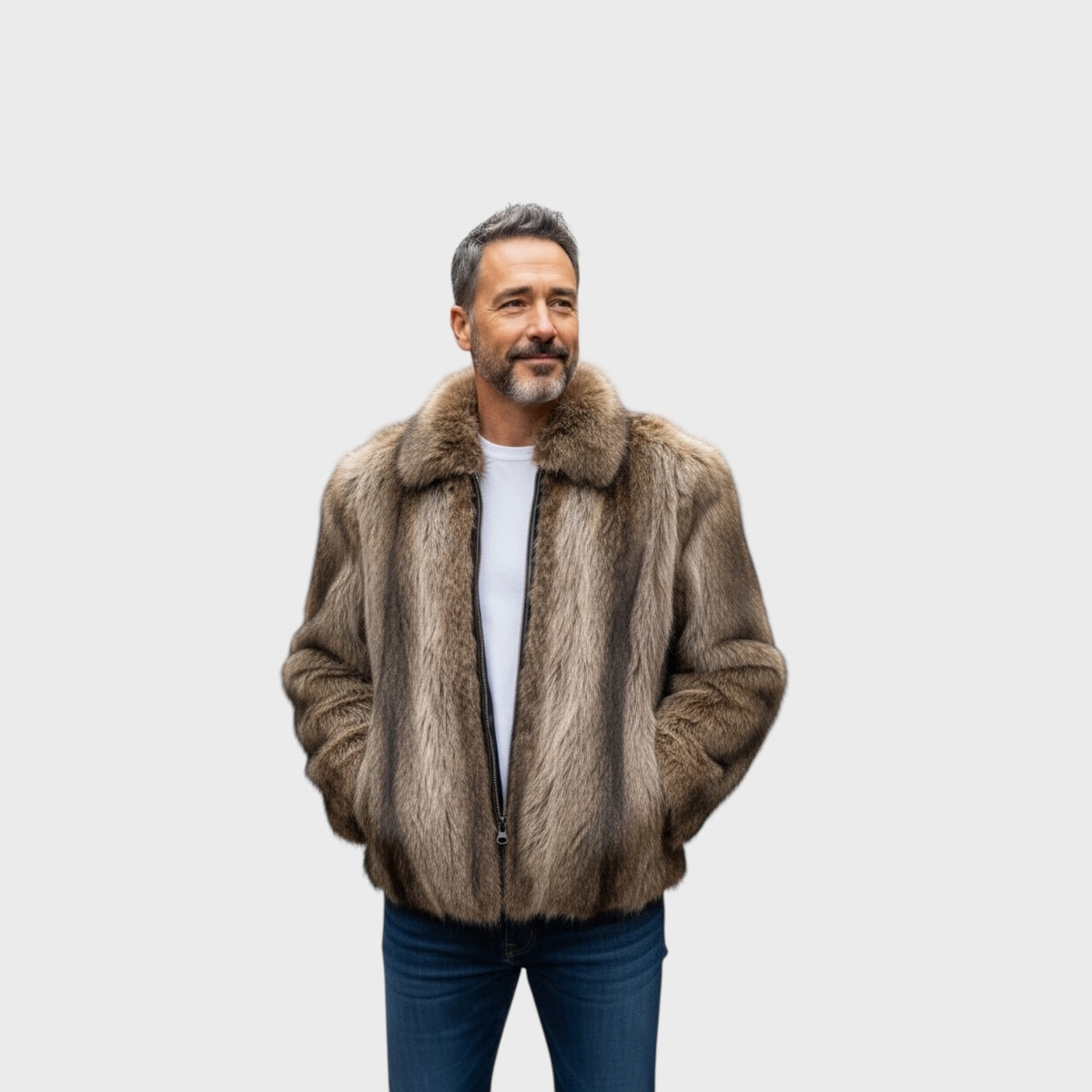 Natural Raccoon Jacket-Zipper Fronts