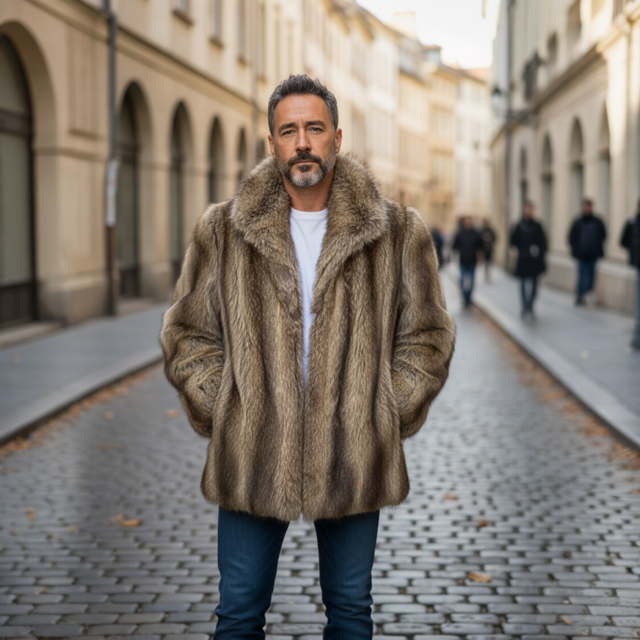 Upcycled Men's Raccoon Jacket-Zipper Fronts