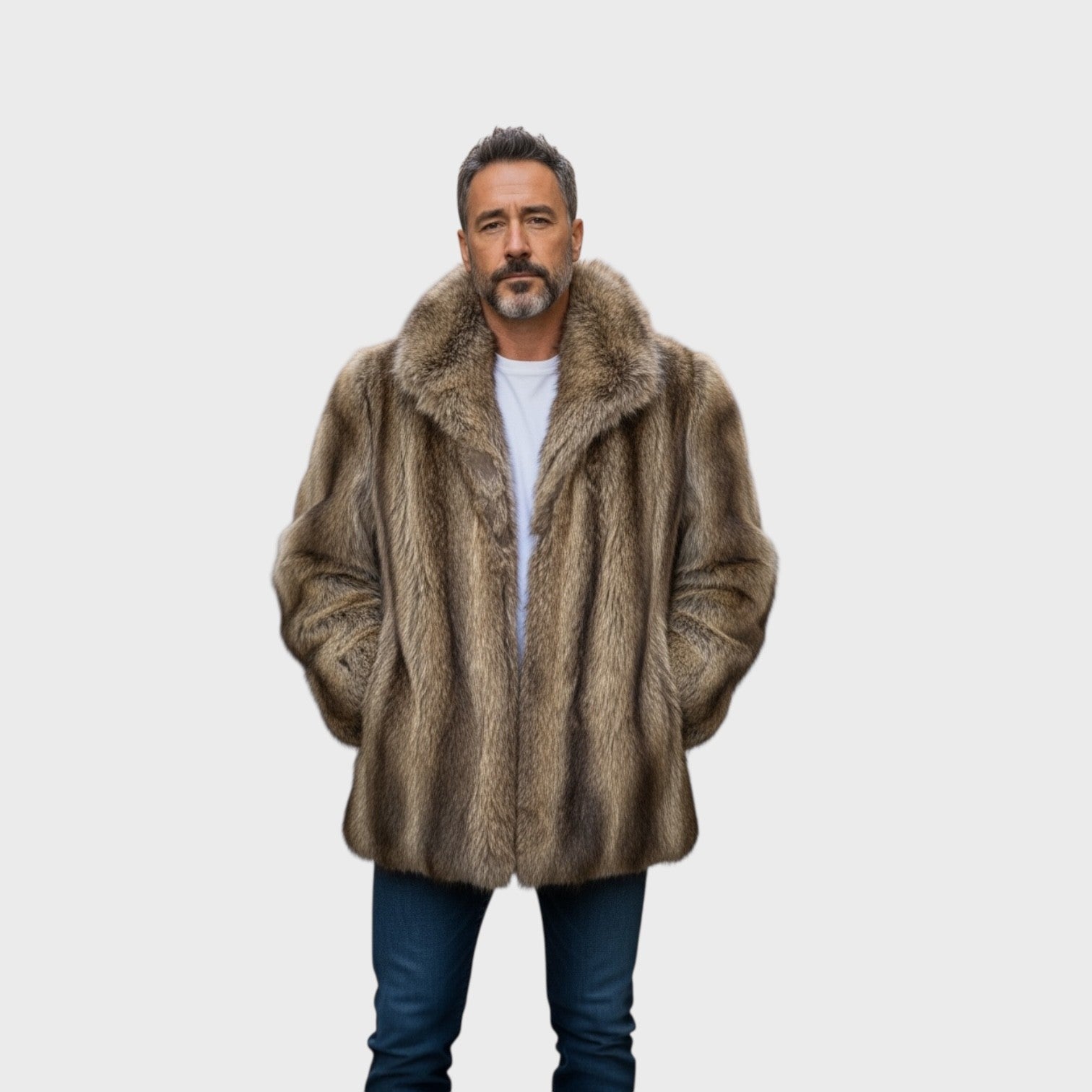 Upcycled Men's Raccoon Jacket-Zipper Fronts