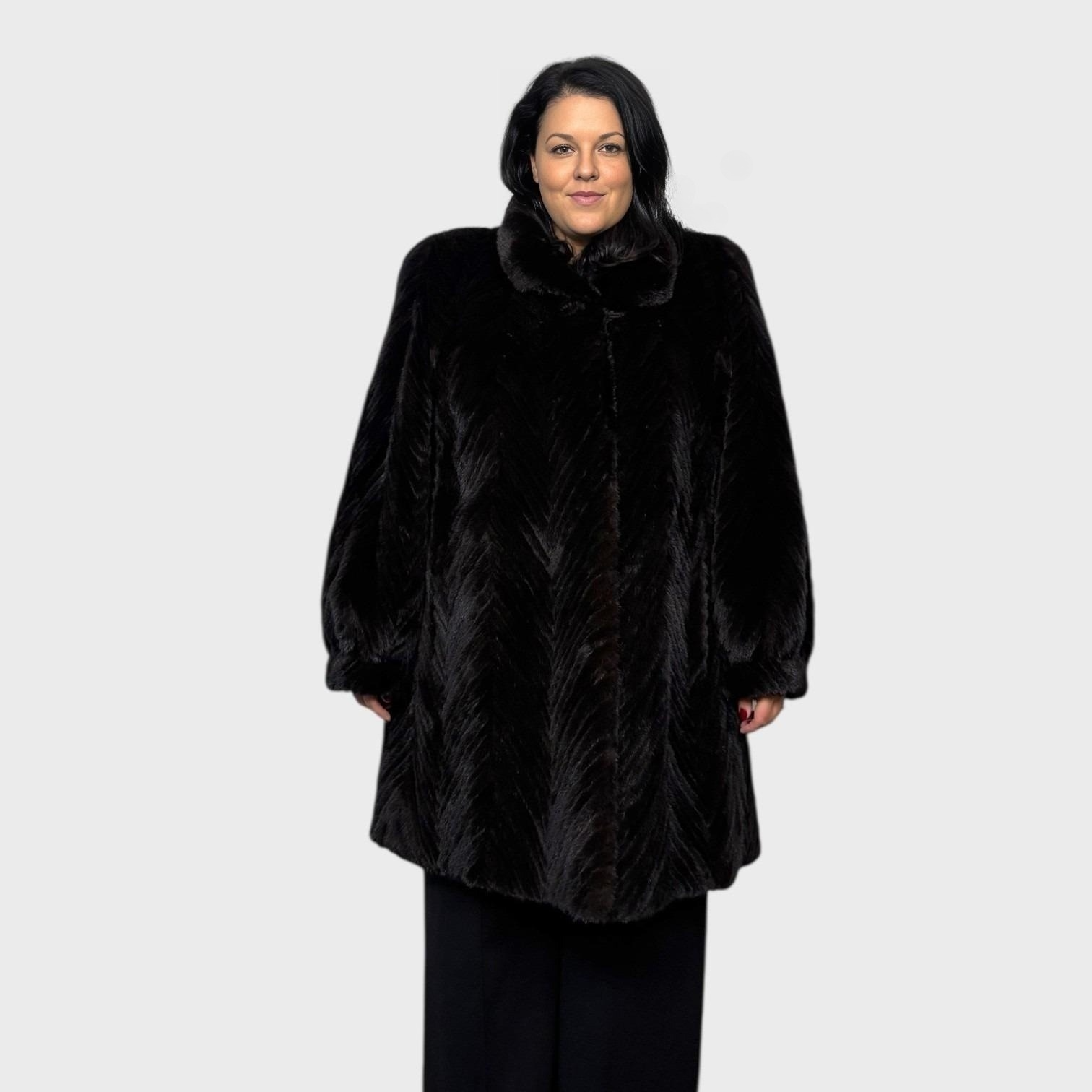 Black Mink Tail 7/8 Coat
