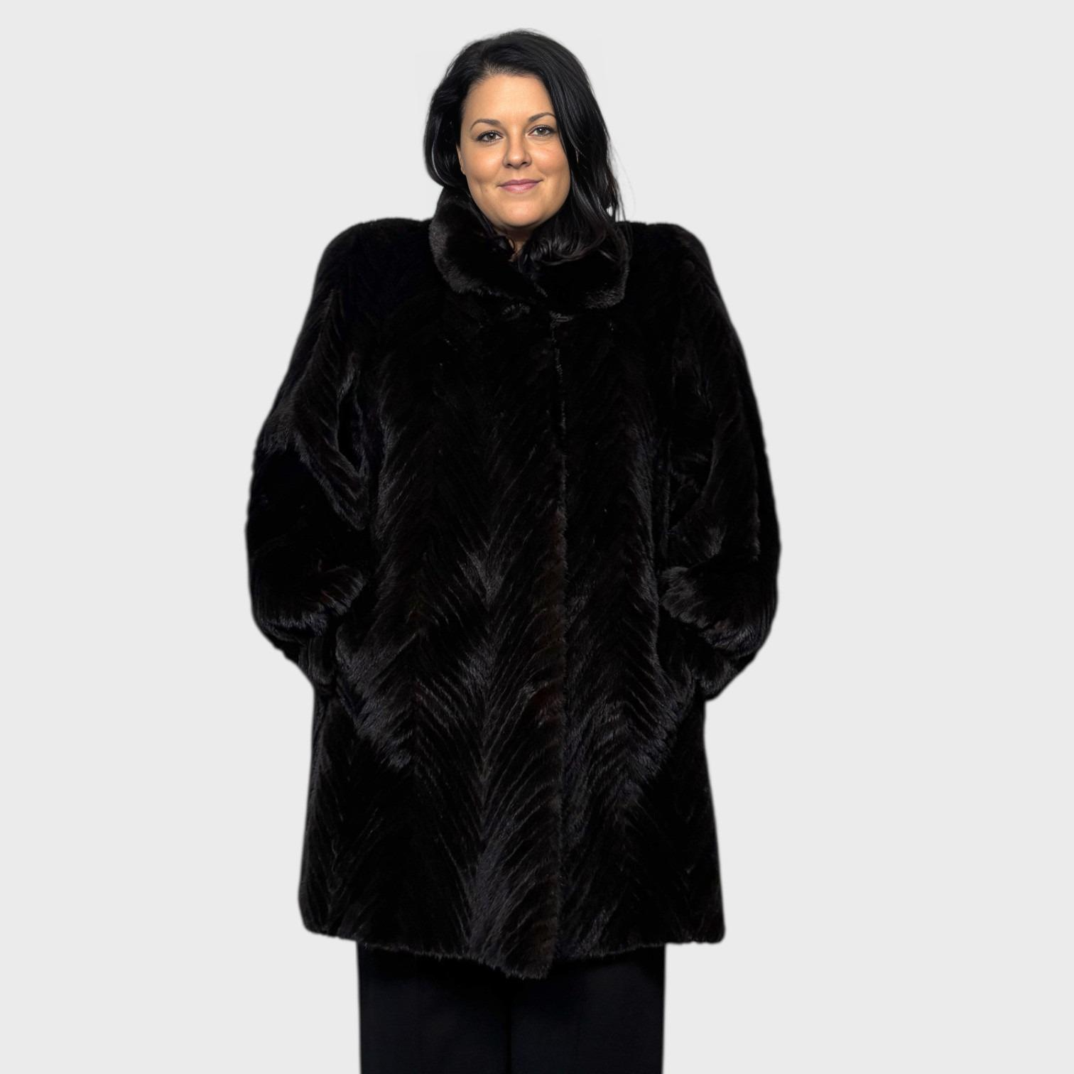 Black Mink Tail 7/8 Coat