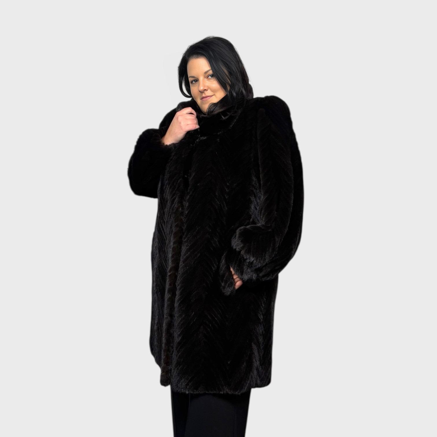 Black Mink Tail 7/8 Coat